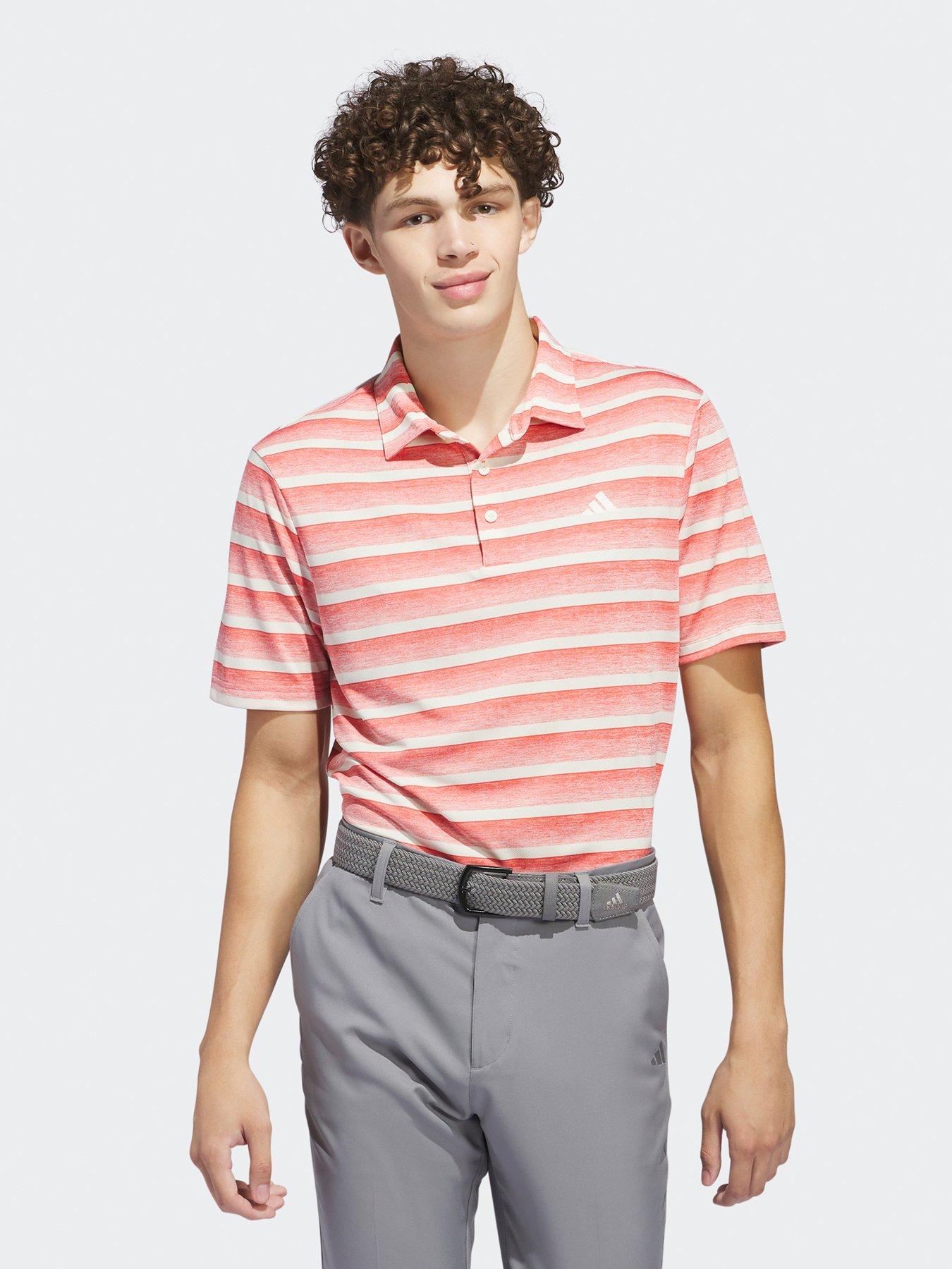 undefined Mens Golf Two Color Stripe Polo-scarlett - Multi