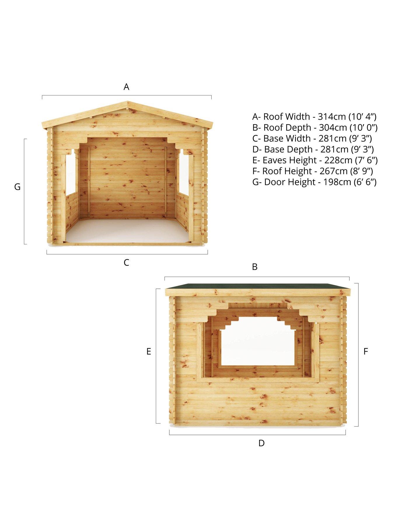 Image 6 of 7 of MERCIA 3m x 3m Gazebo Log Cabin - 28mm