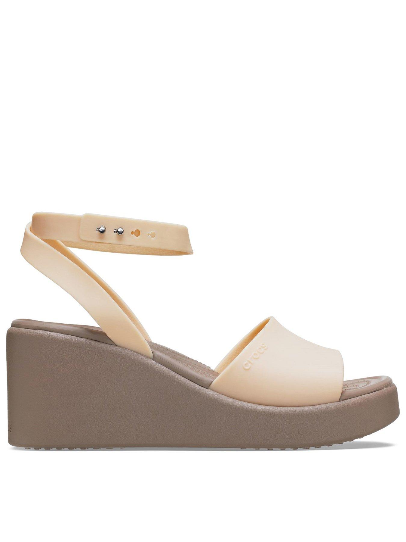 Crocs Brooklyn Wooven Ankle Strap Wedge Sandal Chalk Very