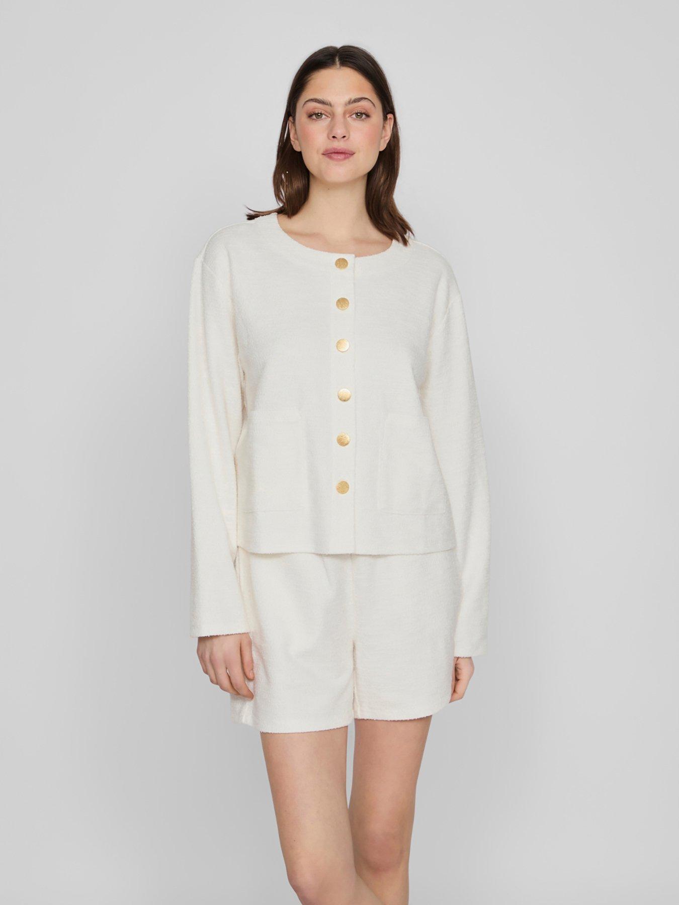 undefined Long Sleeve Cardigan - Egret - Cream