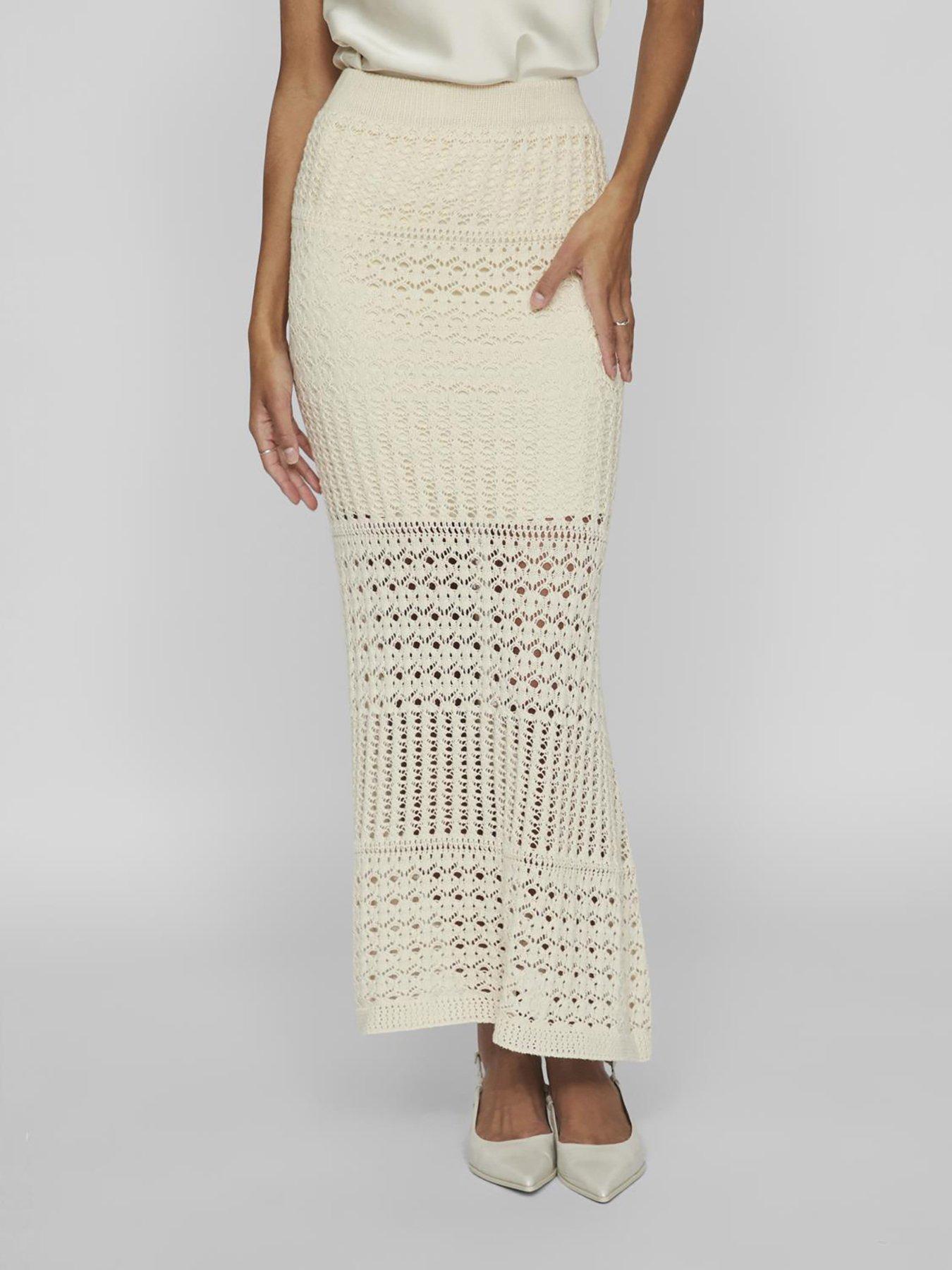 High Waisted Knitted Skirt Birch