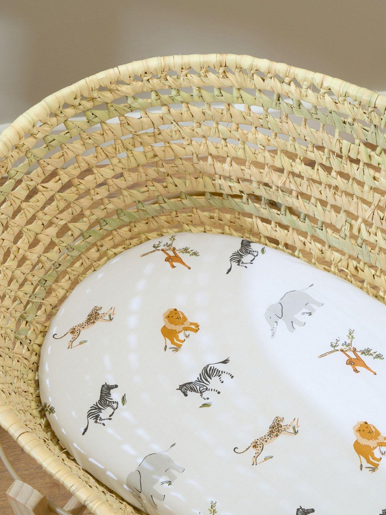 Image 1 of 3 of Clair De Lune Jungle Dream 2 Pack Fitted Cotton Moses Basket Sheets (74 x 30 cm)
