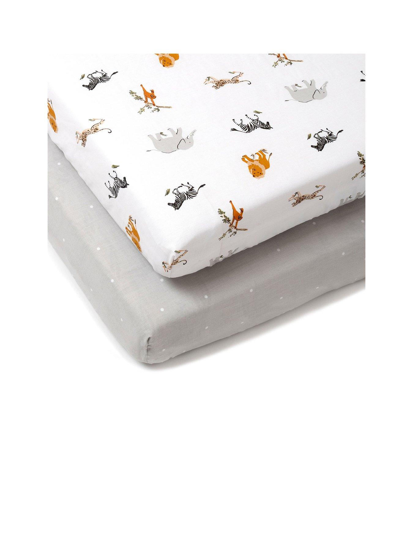 Clair De Lune Jungle Dream 2 Pack Fitted Cotton Cot Bed Sheets (140 x 70 cm)