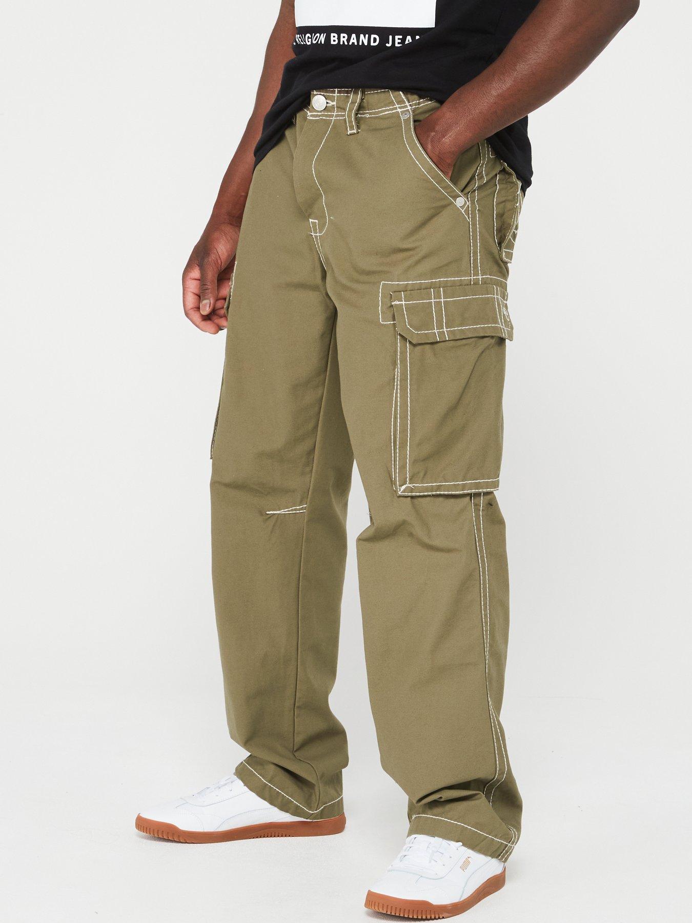 TRUE RELIGION Cargo Pants Big T - Khaki | Very.co.uk