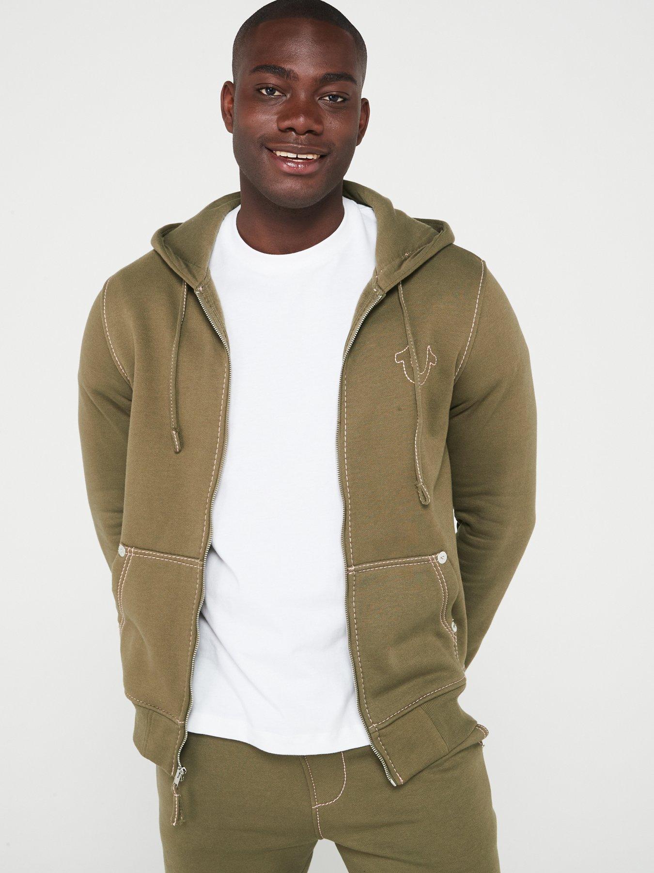 Khaki zip up hoodie best sale