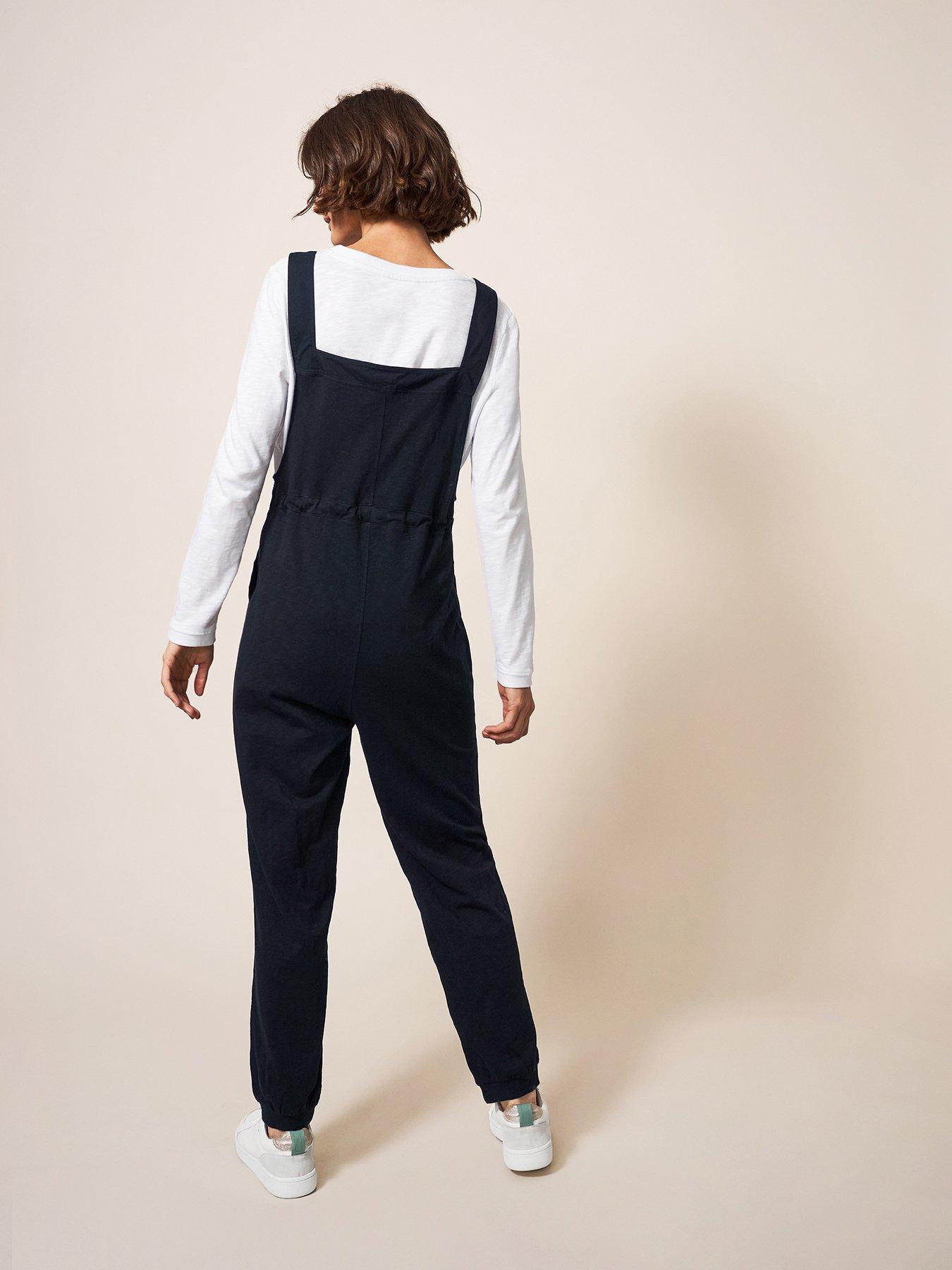 Daphne Jersey Dungaree in PURE BLACK