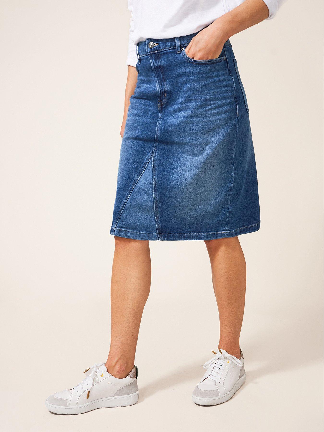 Midi denim skirt - Denim blue - Ladies | H&M IN