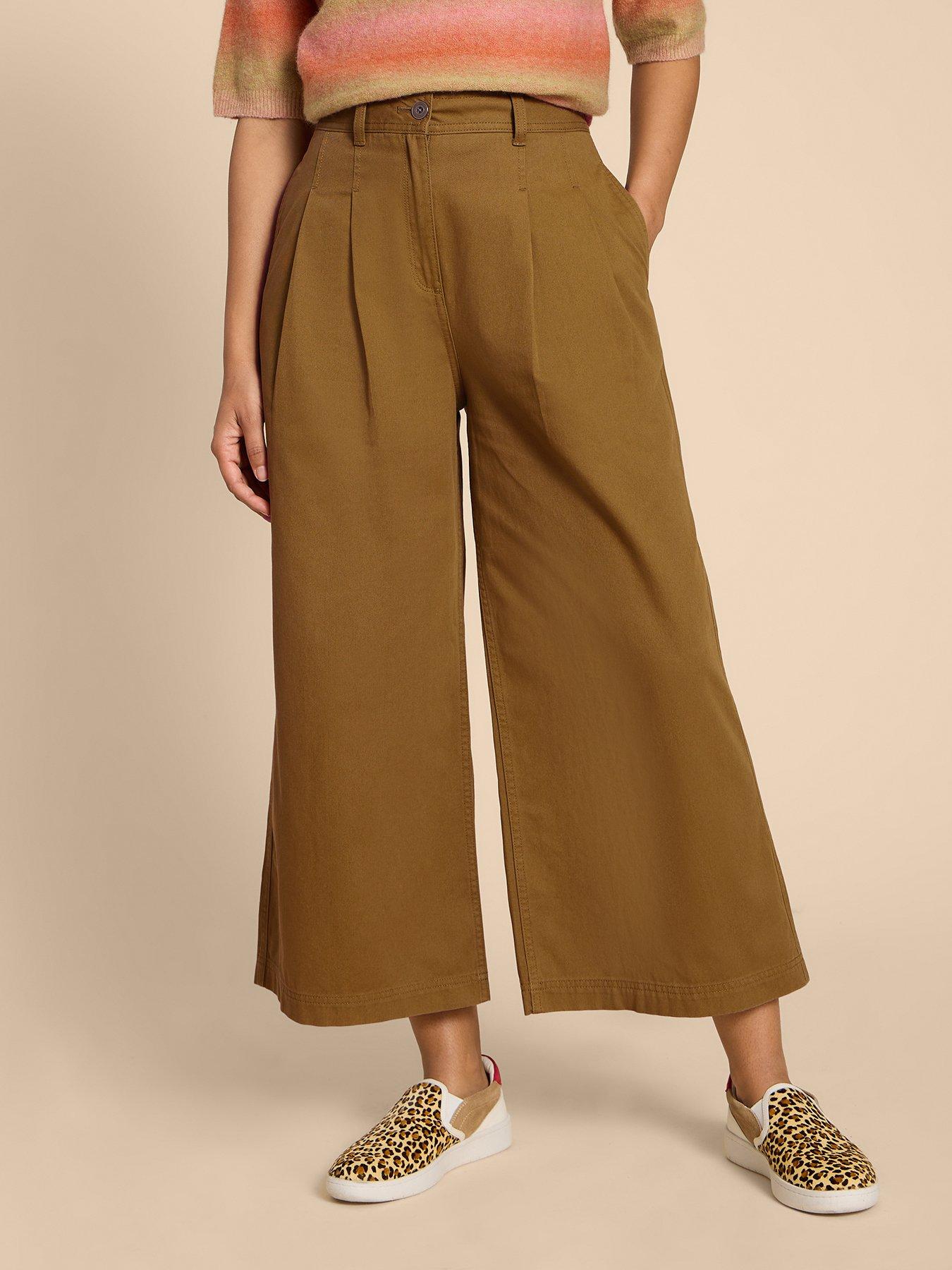 White Stuff Samira Wide Leg Crop Trouser - Green | very.co.uk