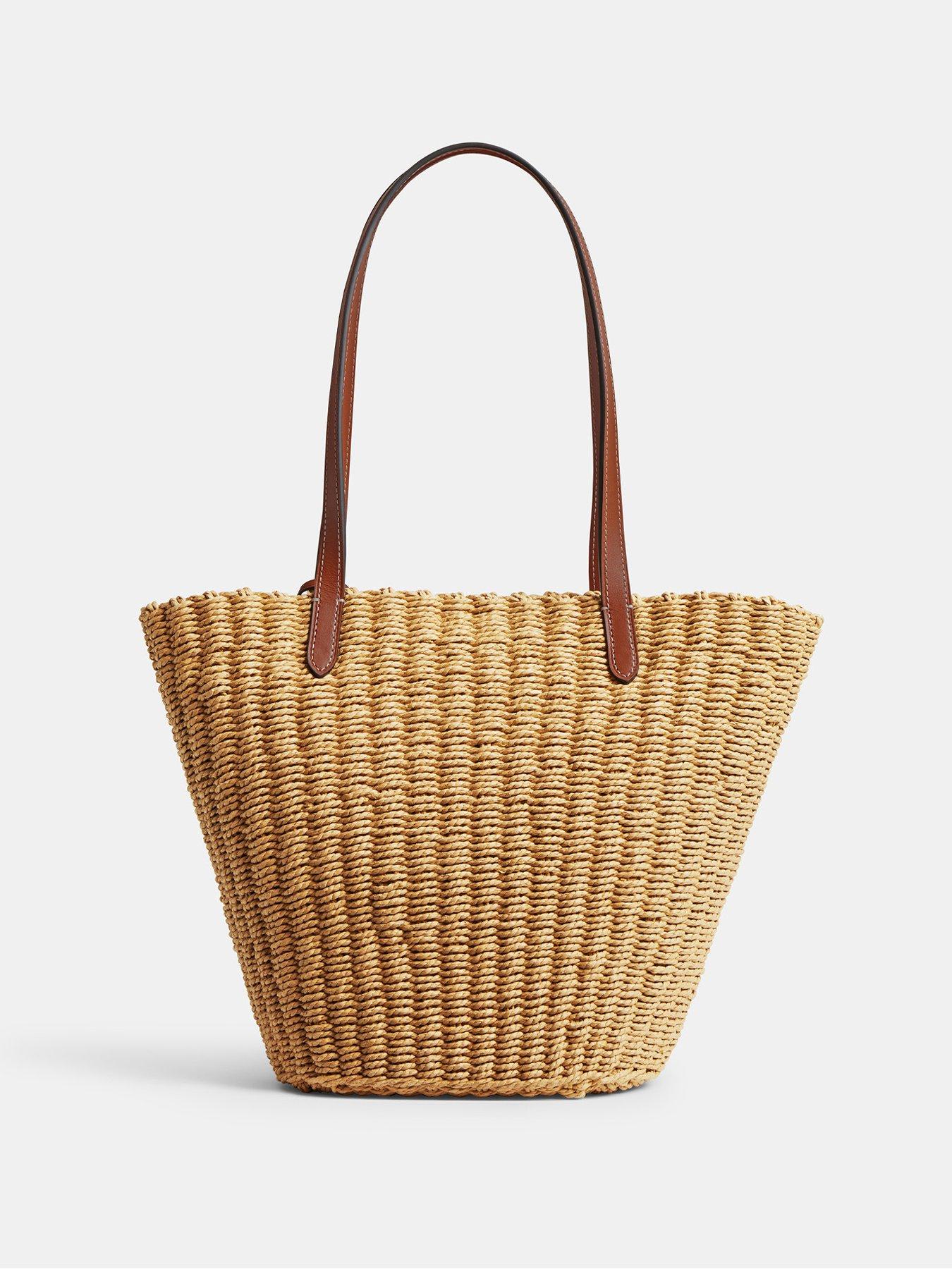 Coach straw handbag sales
