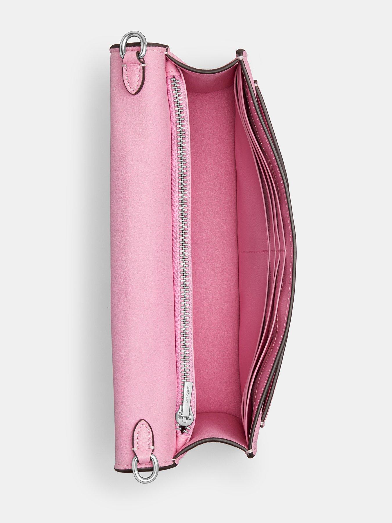 Tabby Leather Covered C Closure Chain Clutch Bag Pink