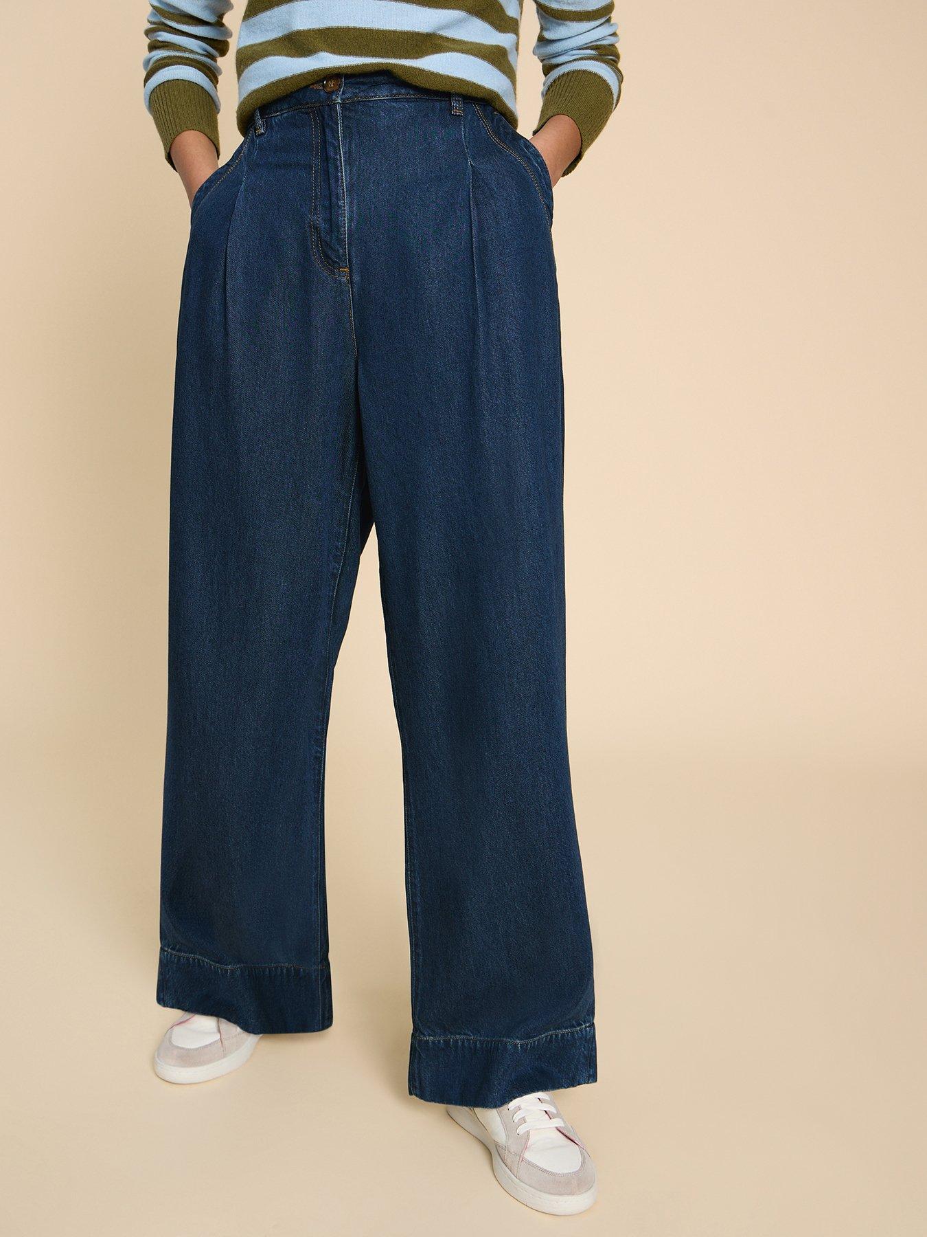 White Stuff Kerry Wide Leg Denim Trouser - Blue | very.co.uk