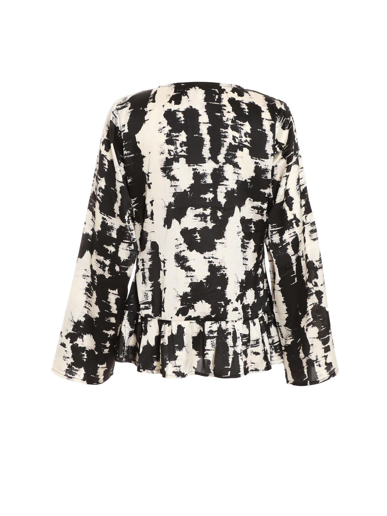 Quiz Black Satin Marble Print Blouse | Very.co.uk