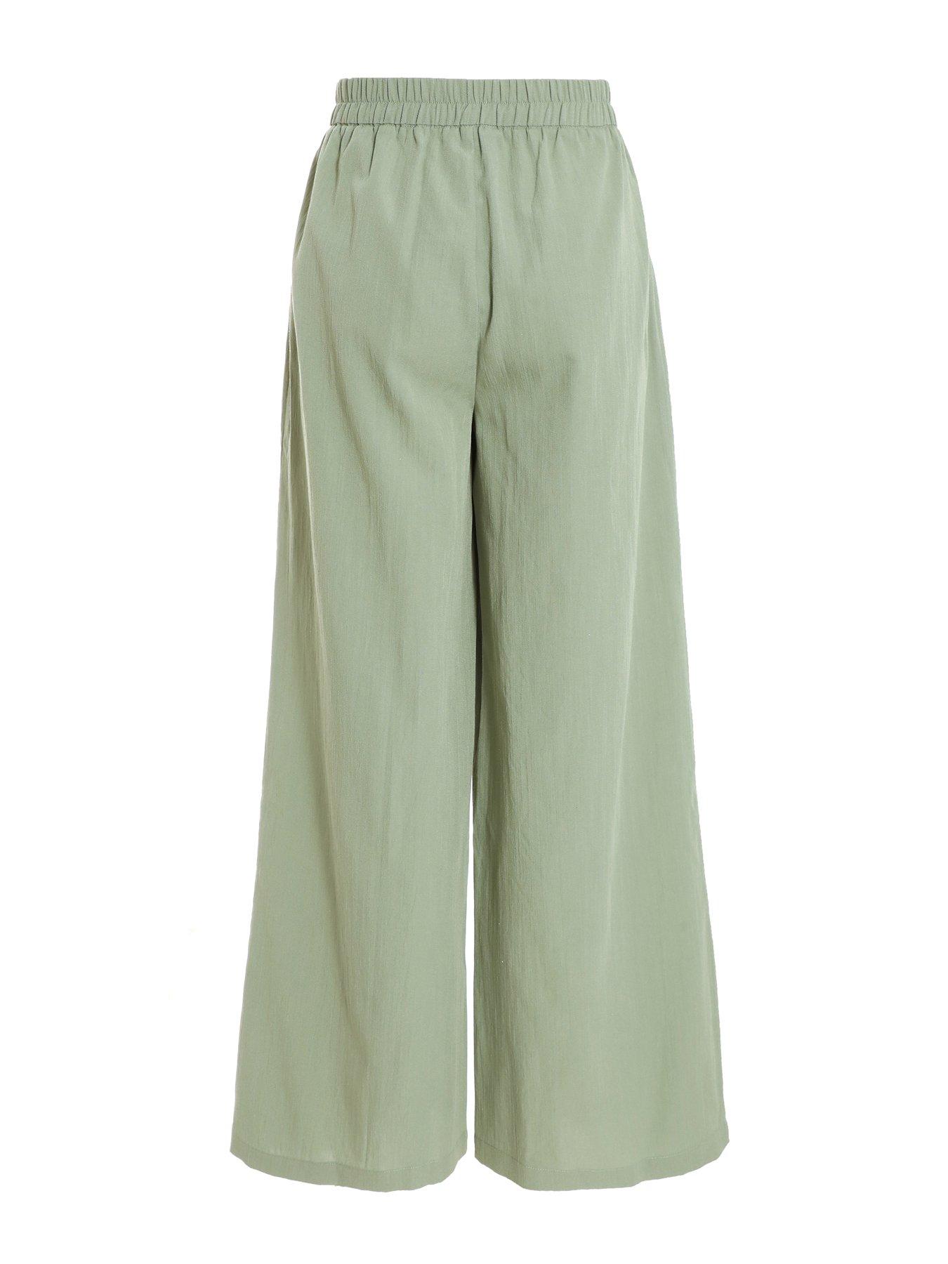 Quiz Khaki Linen Wide Leg Trousers | Very.co.uk