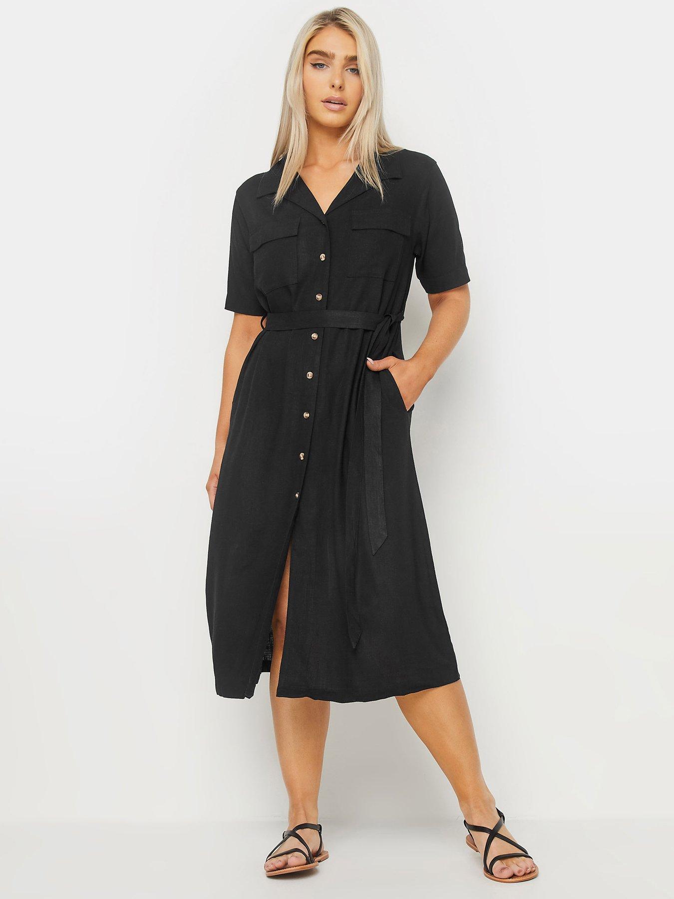 M&Co Black Linen Shirt Dress | Very.co.uk