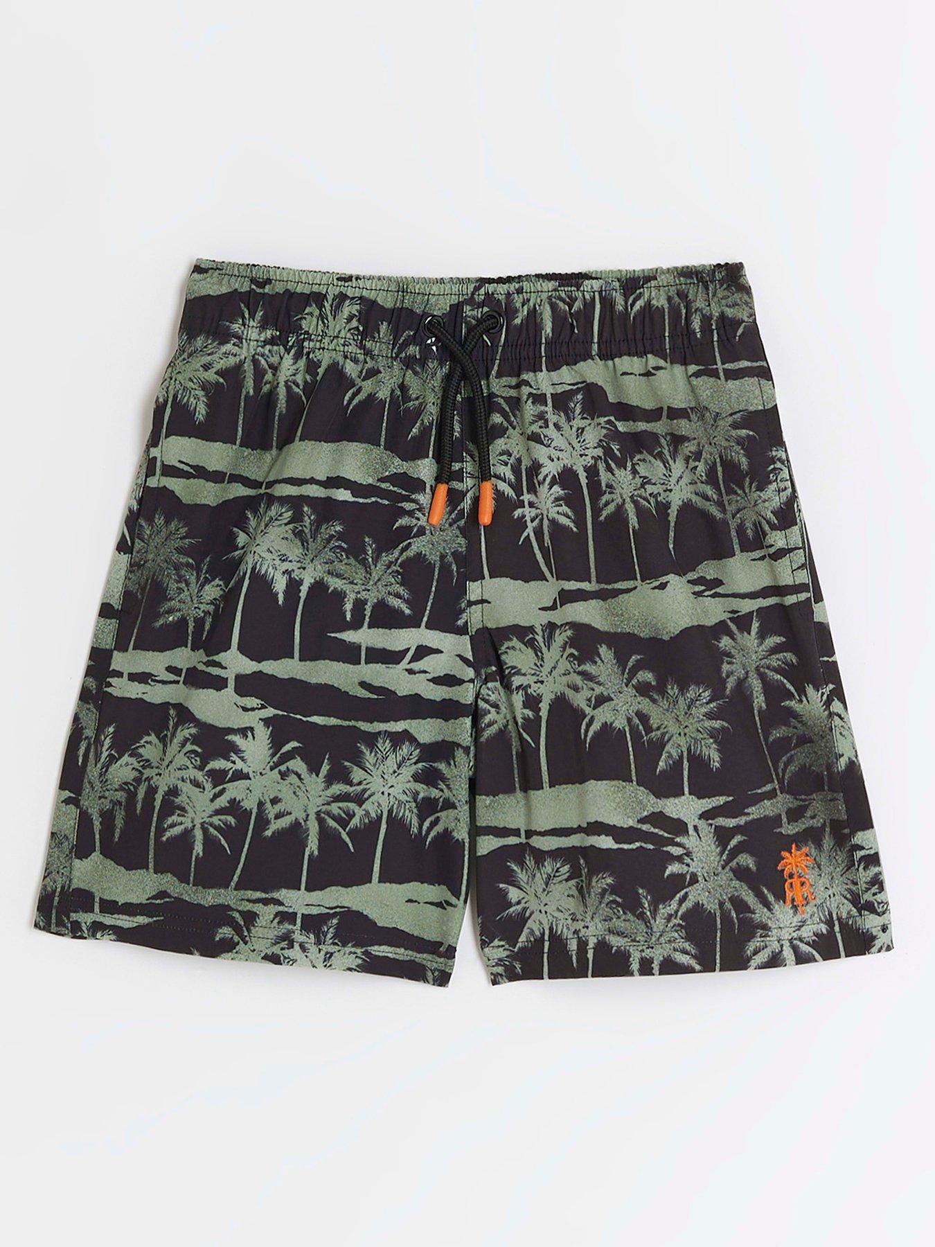 River Island Boys Palm Tree Swim Shorts - Black | Very.co.uk