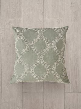 Product photograph of Very Home Floral Embroidery Cushion from very.co.uk