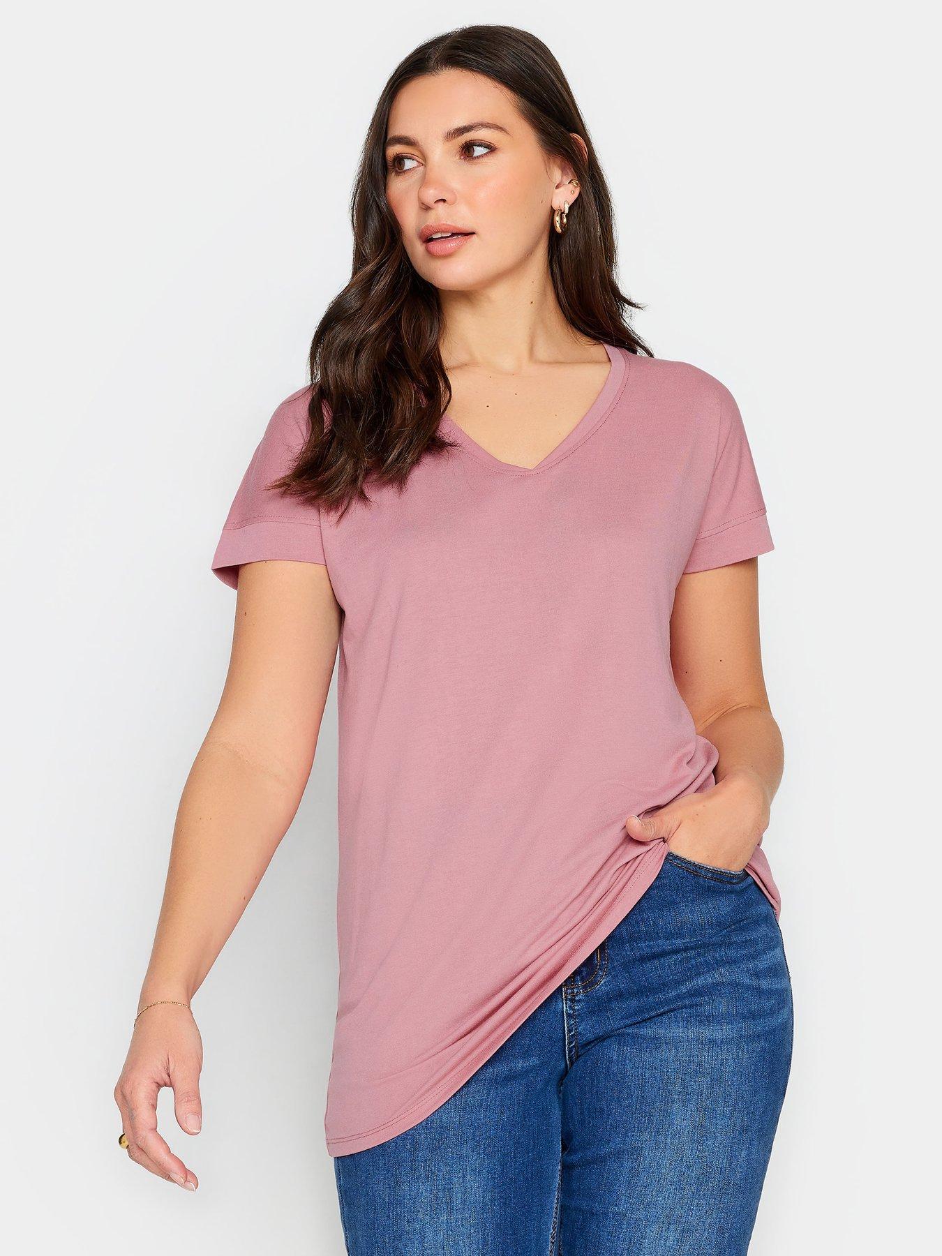 Long Tall Sally Tall Premium Pink Modal V Neck Tee