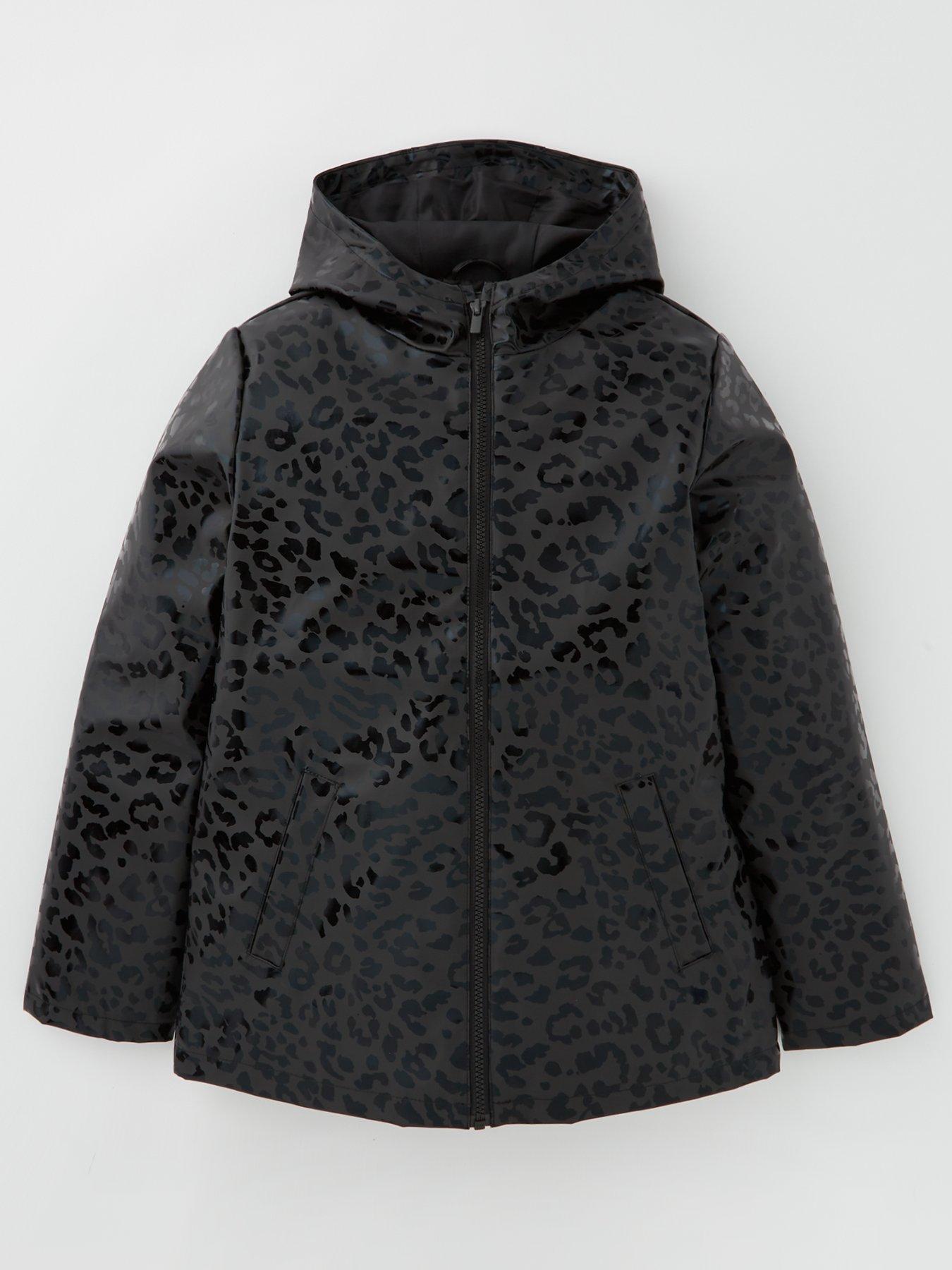 Girls Black Animal Rain Mac