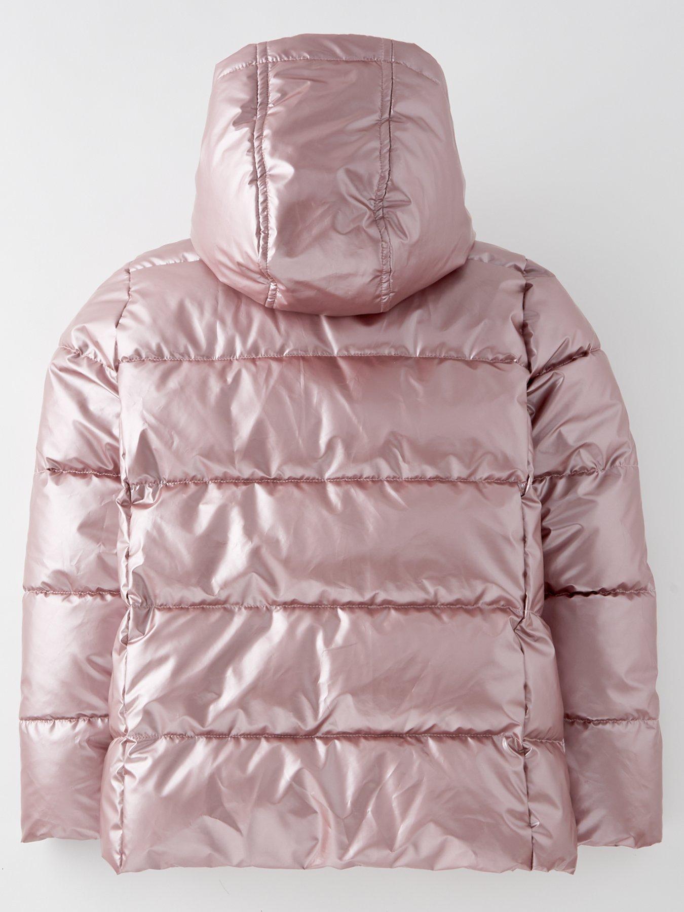 V by Very Girls Metallic Padded Coat Pink Very