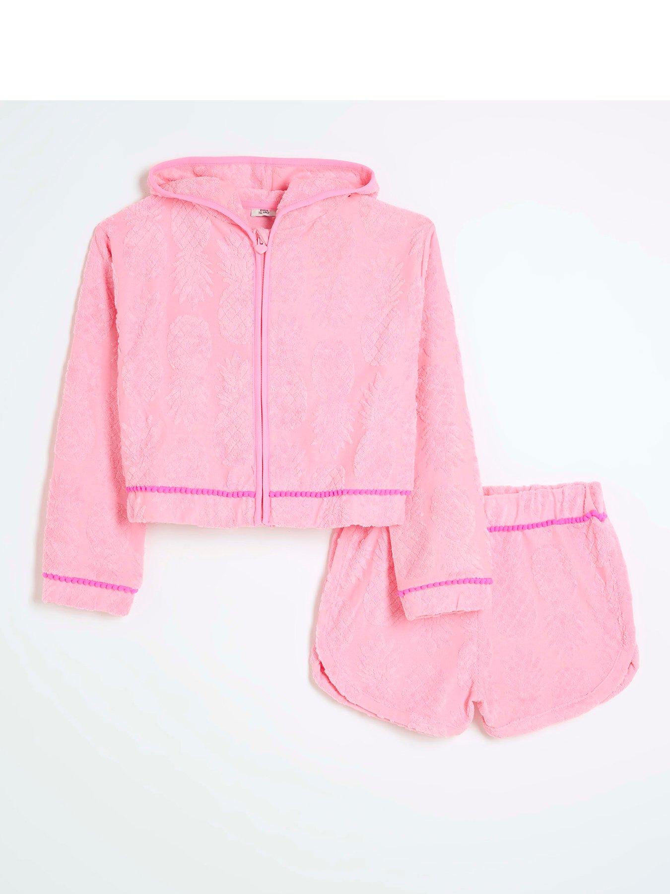 FLORA X SASHA MICRO SKIRT AND BIKINI SET - BUBBLE GUM PINK TOWELLING