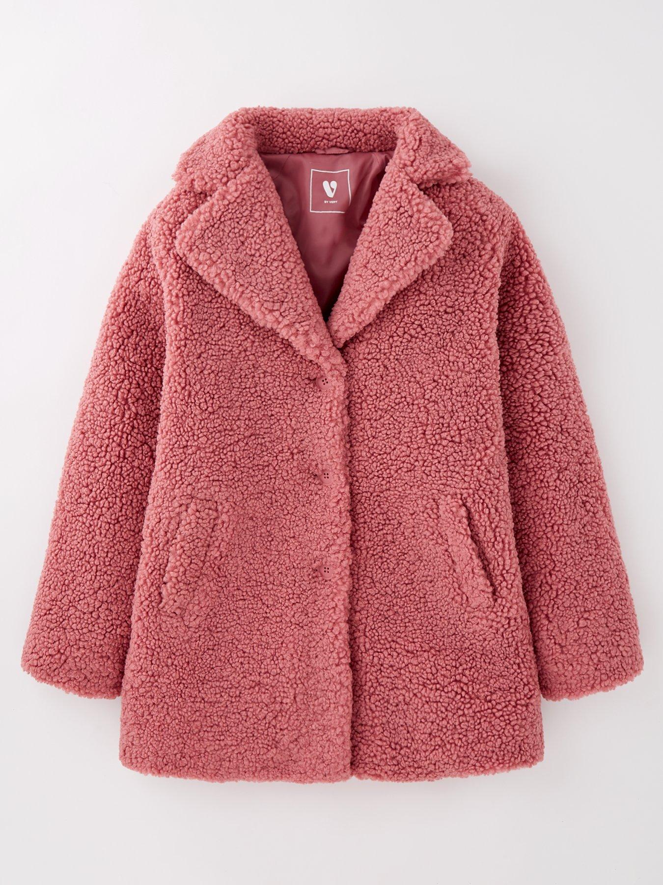 undefined Girls Pink Borg Coat