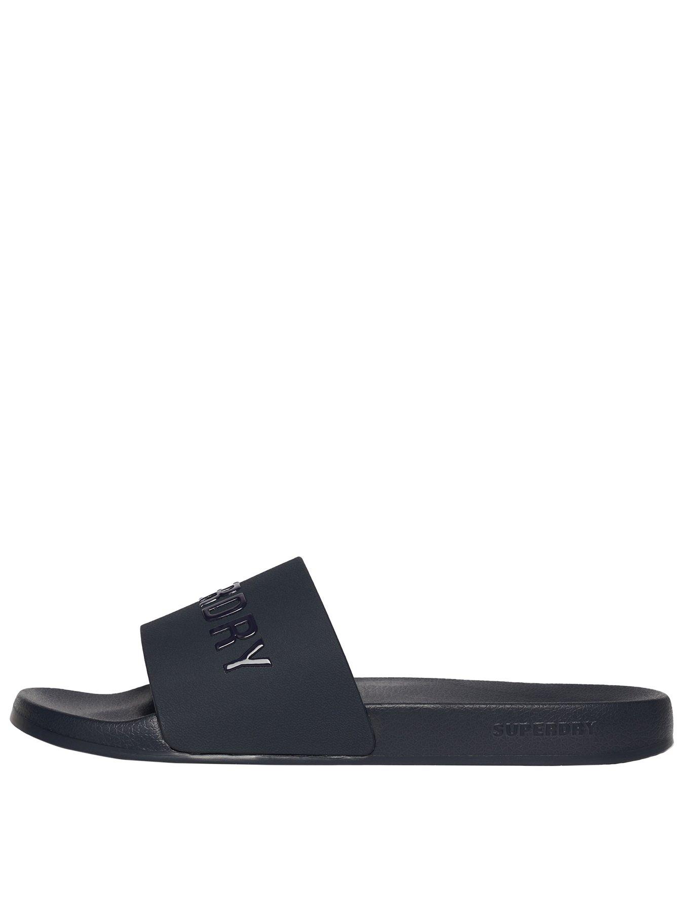 Superdry Vegan Logo Pool Sliders - Black | Very.co.uk