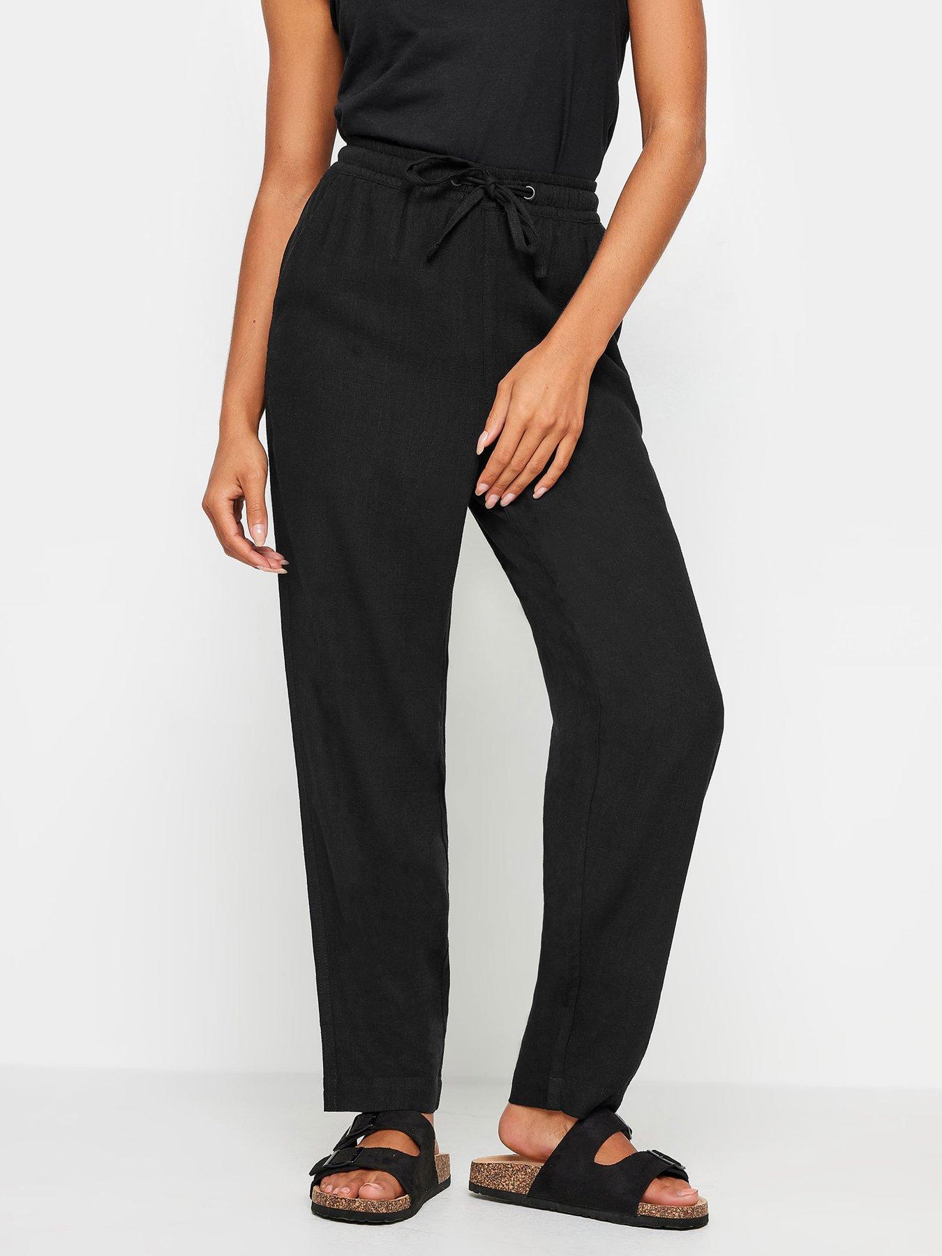 M&co Petite Linen Jumpsuit Waist Petite Black Joggers Womens