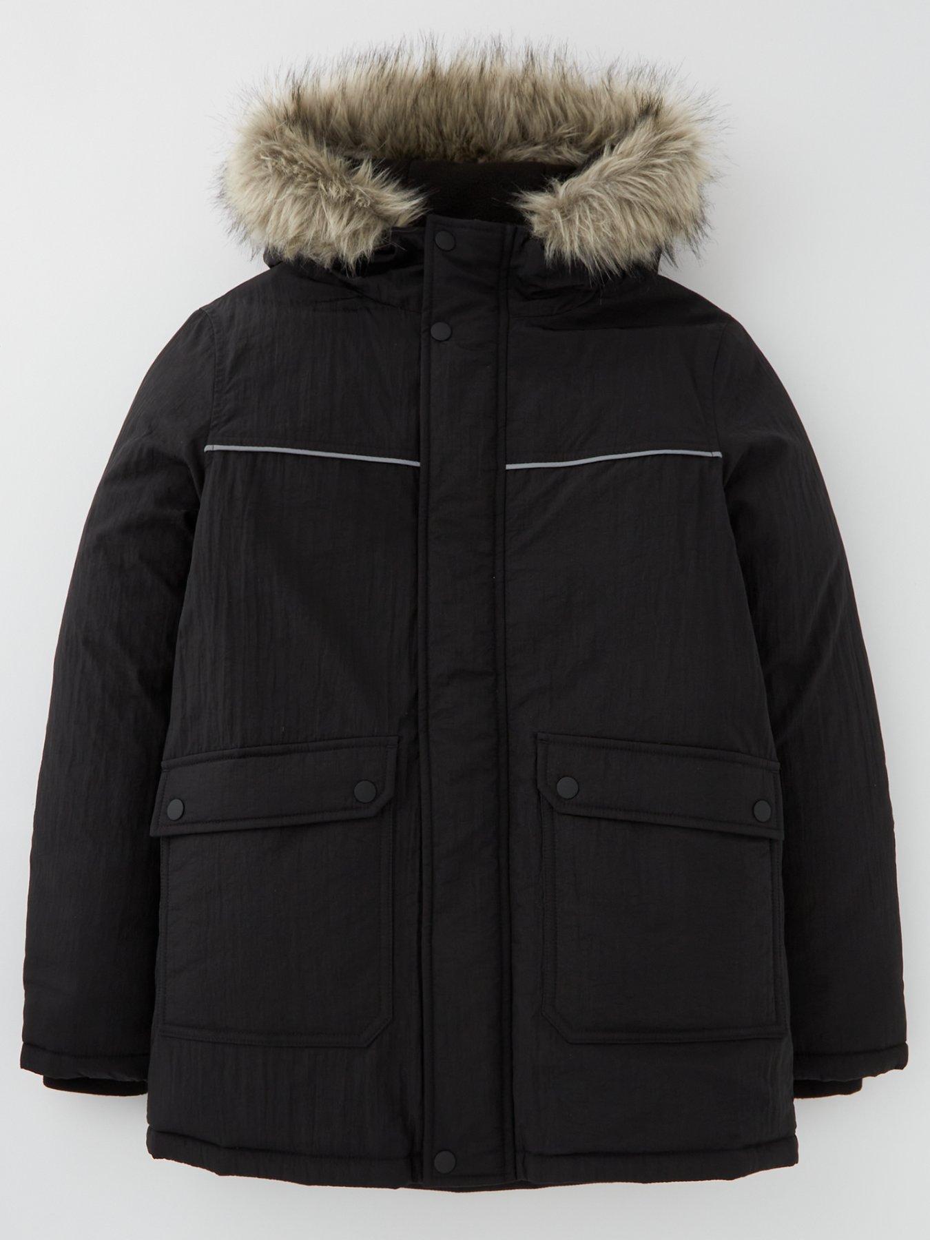 undefined Boys Parka Jacket - Black