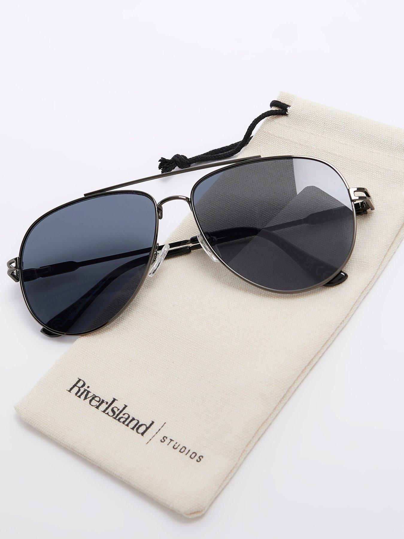 Metal Aviator Sunglasses Black