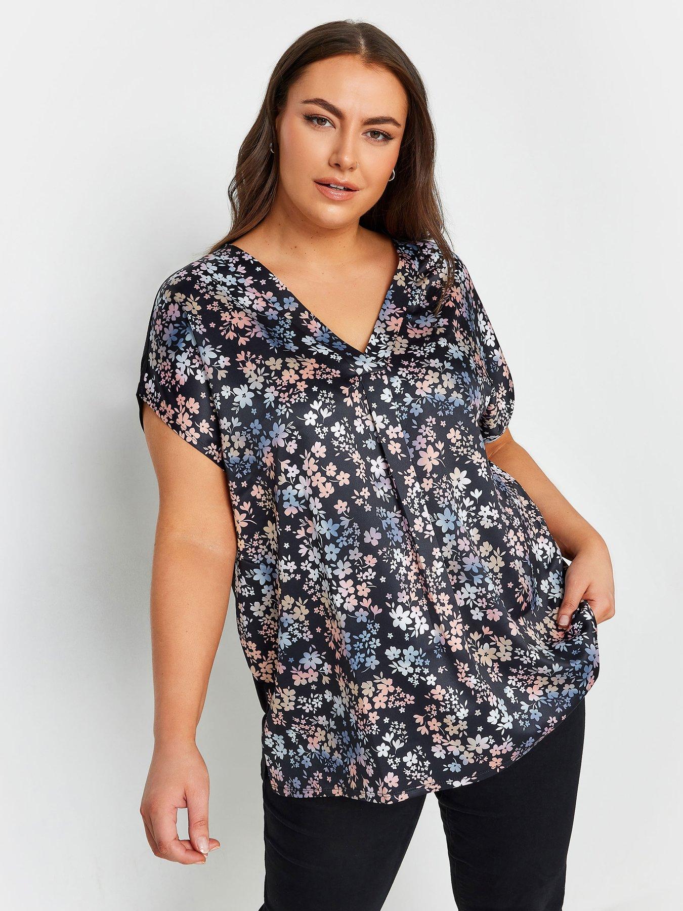 YOURS Plus Size Black Floral Print Long Sleeve Gypsy Tunic Top