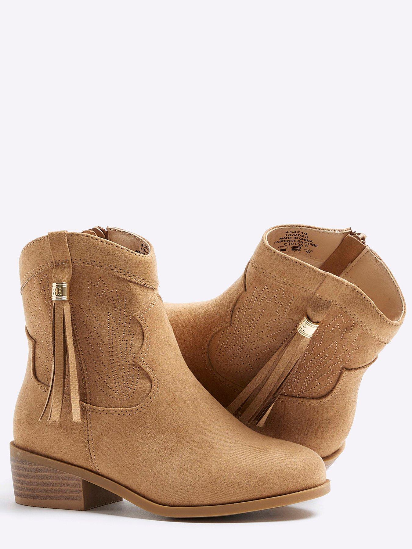 River Island Girls Tassel Western Boots Brown Very