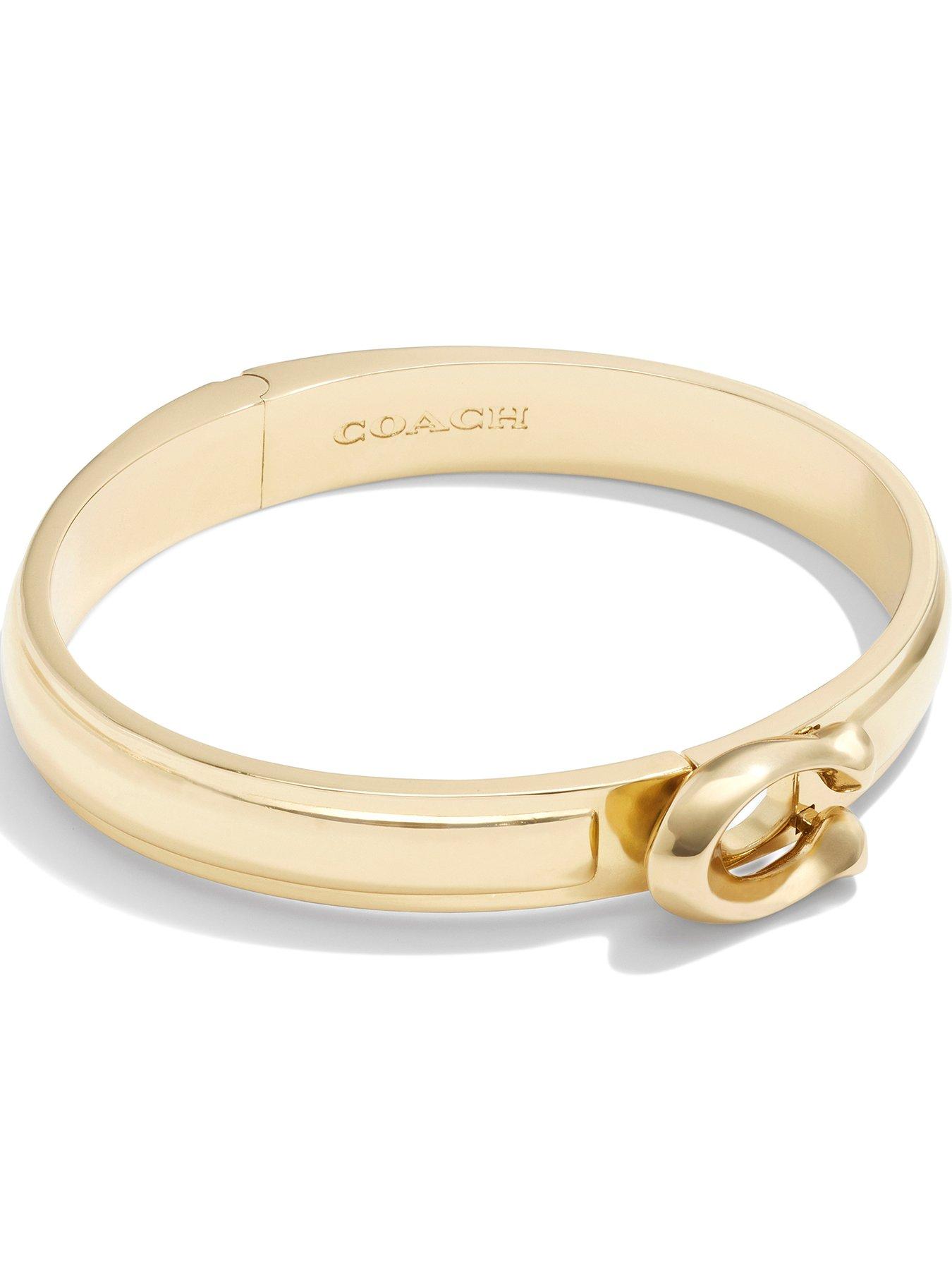 COACH Bracelet Tabby C Hinged Bangle - Gold | Very.co.uk