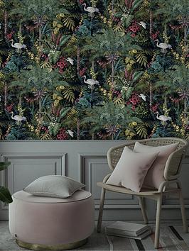 Product photograph of Holden Decor Jungle Paradise Wallpaper In Black from very.co.uk