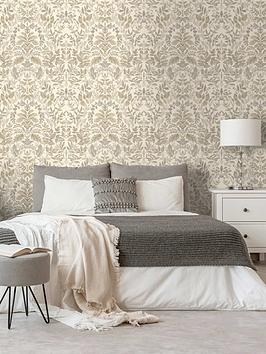 Product photograph of Holden Decor Leaf Damask Wallpaper - Beige from very.co.uk