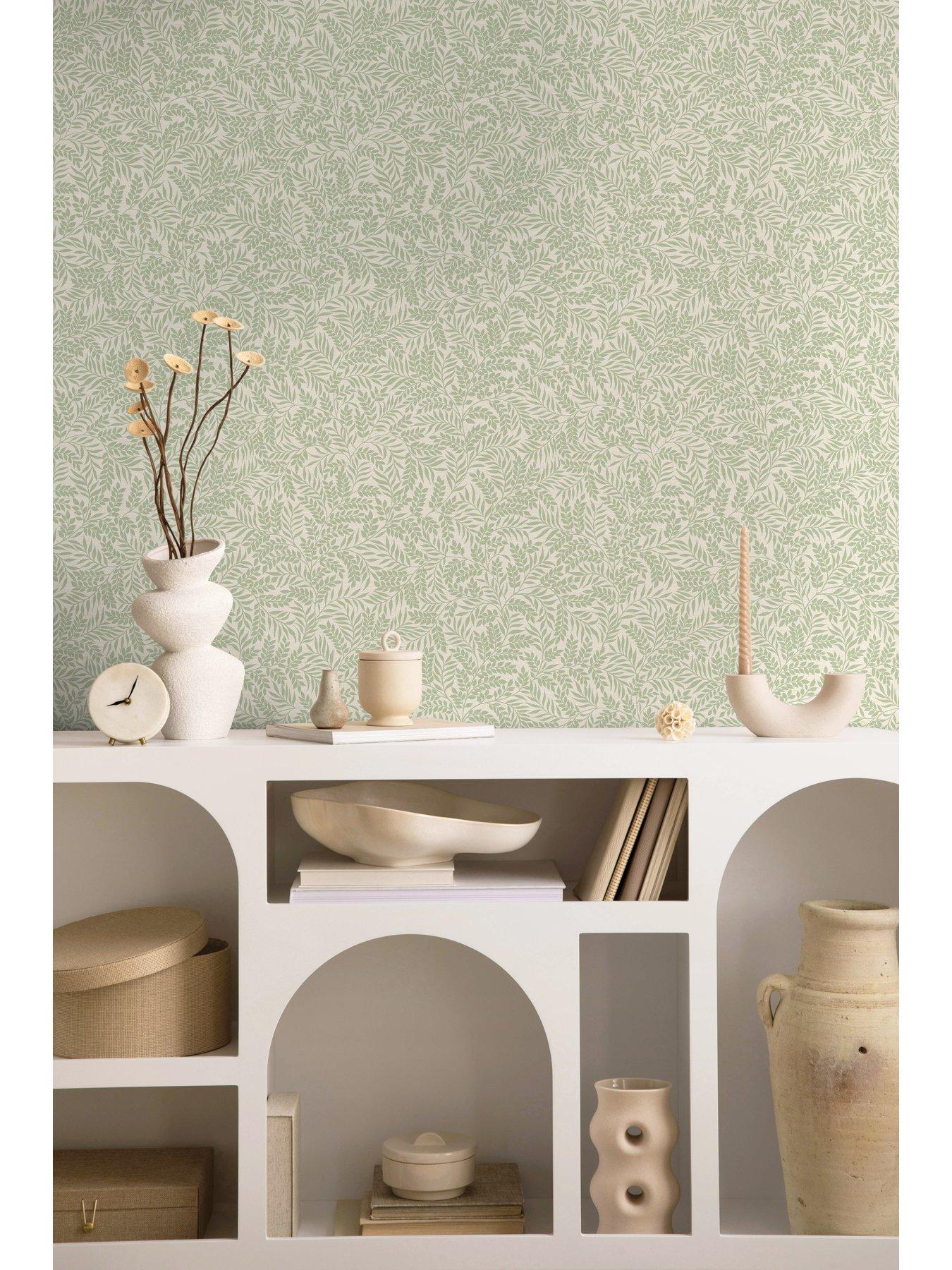 Image 4 of 6 of Holden Decor Mini Leaf Trail Wallpaper in Sage