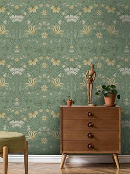 Product photograph of Holden Decor Vintage Floral Wallpaper In Green from very.co.uk