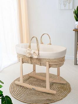 Product photograph of Clair De Lune Chelsea Palm Moses Basket - With Natural Rocking Stand from very.co.uk