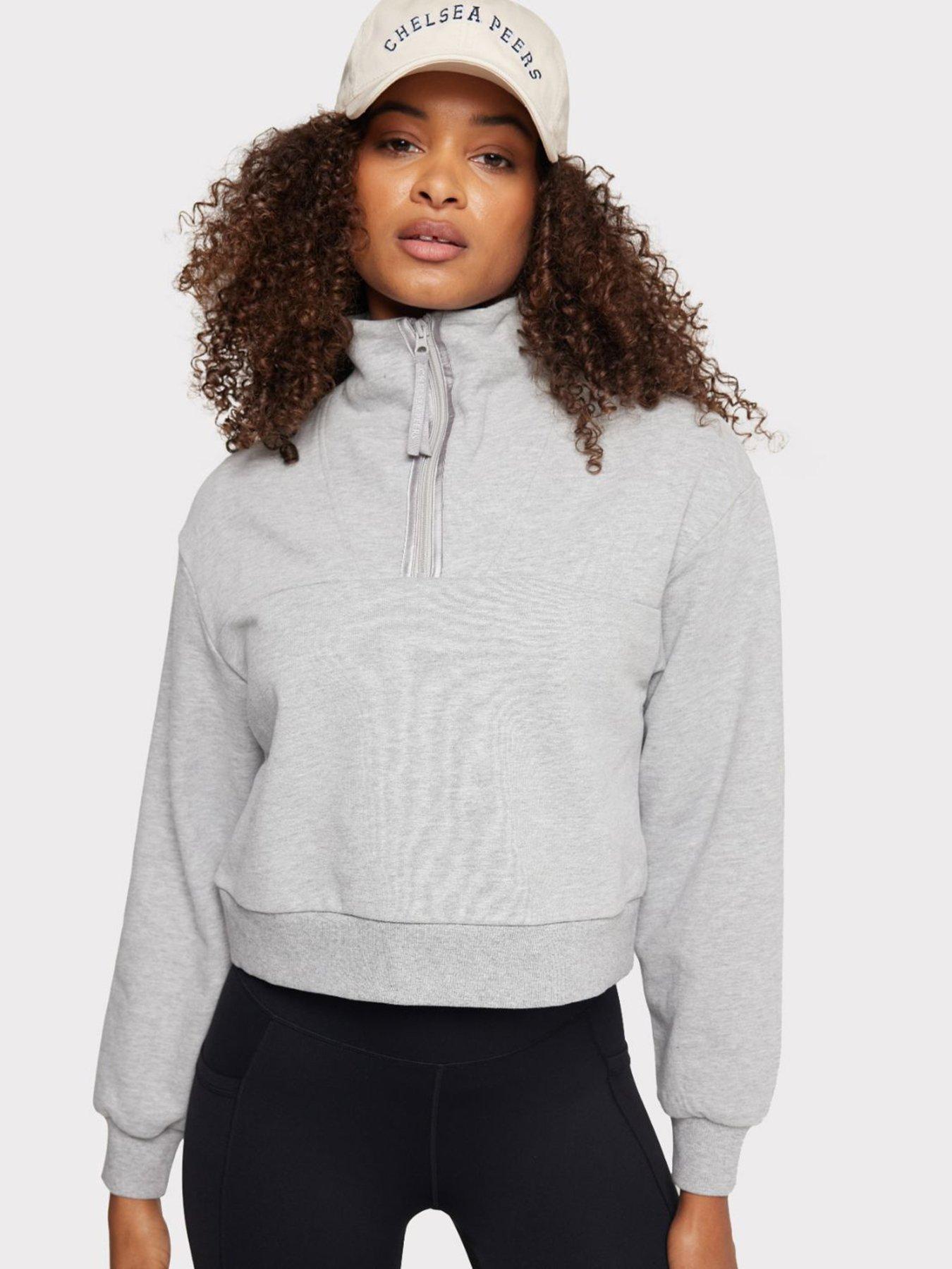 CHELSEA PEERS Panelled 1 4 Zip Sweatshirt Grey Very