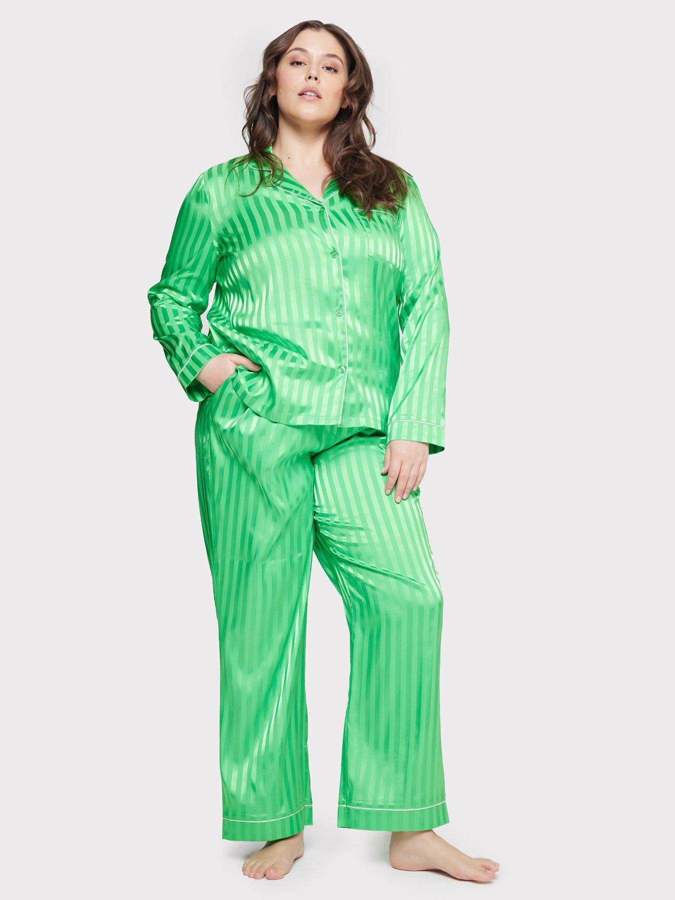 Jacquard Satin Pajama Set - Pine Green