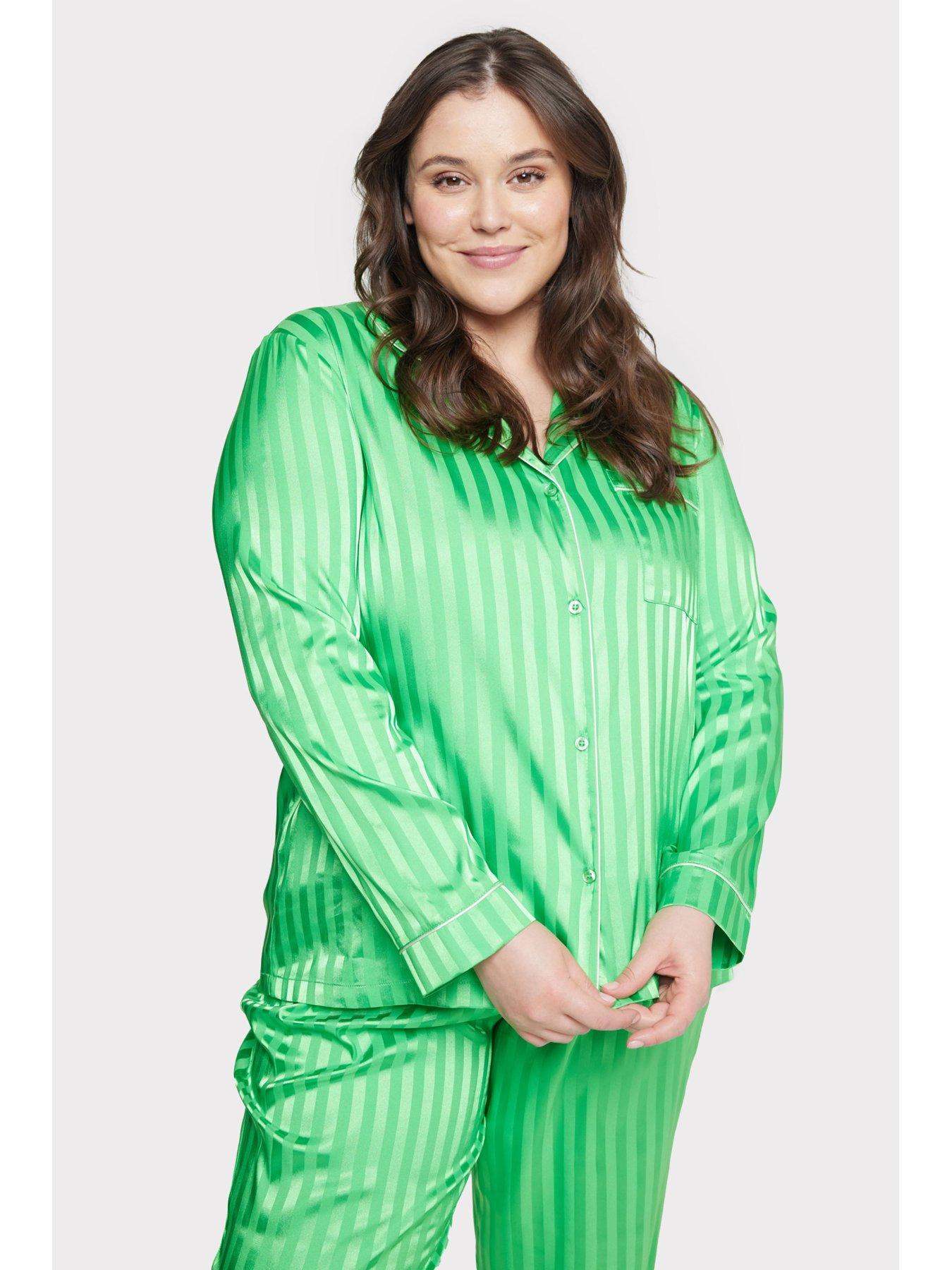 Jacquard Satin Pajama Set - Pine Green