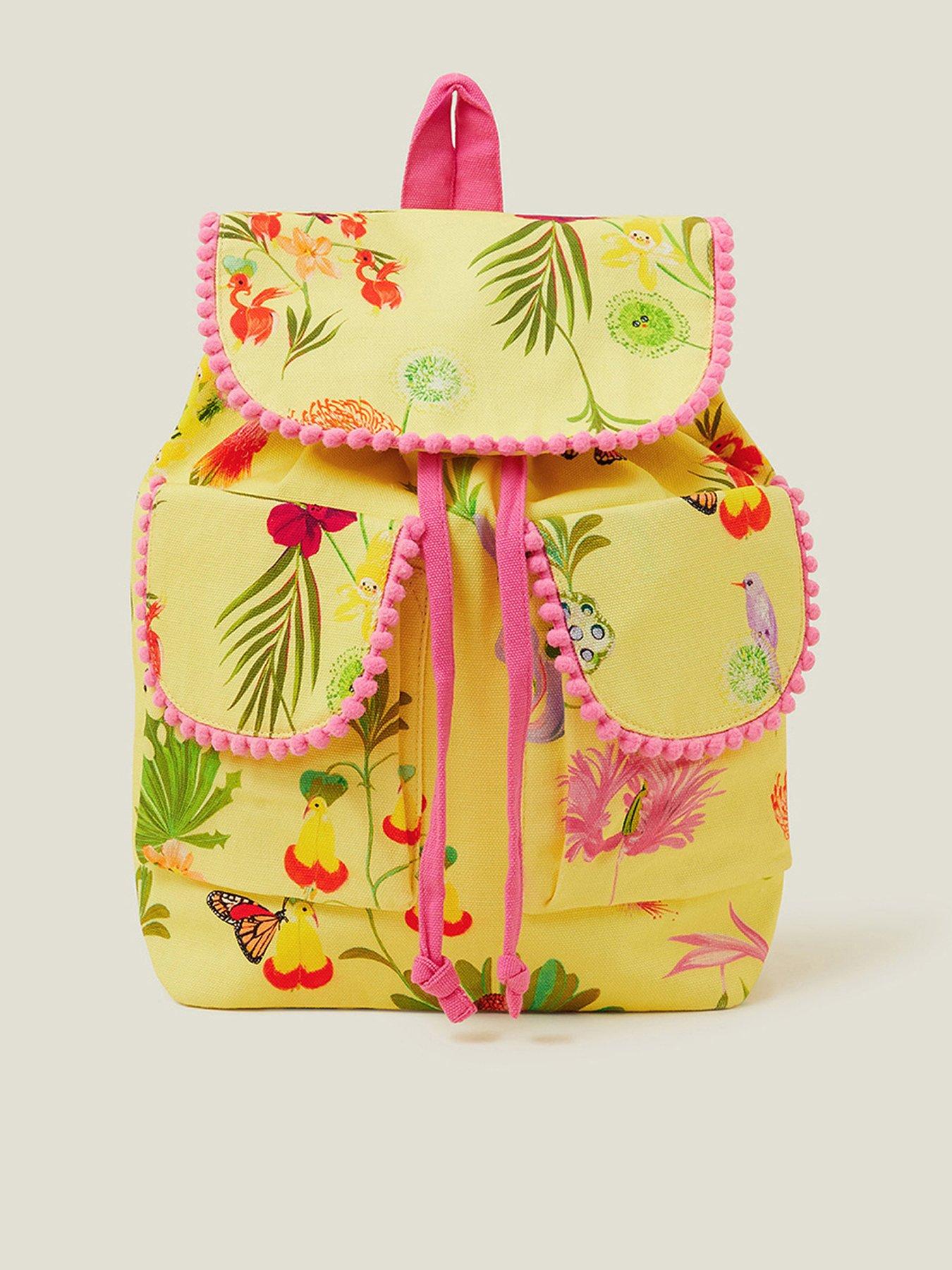 Pink yellow backpack hotsell