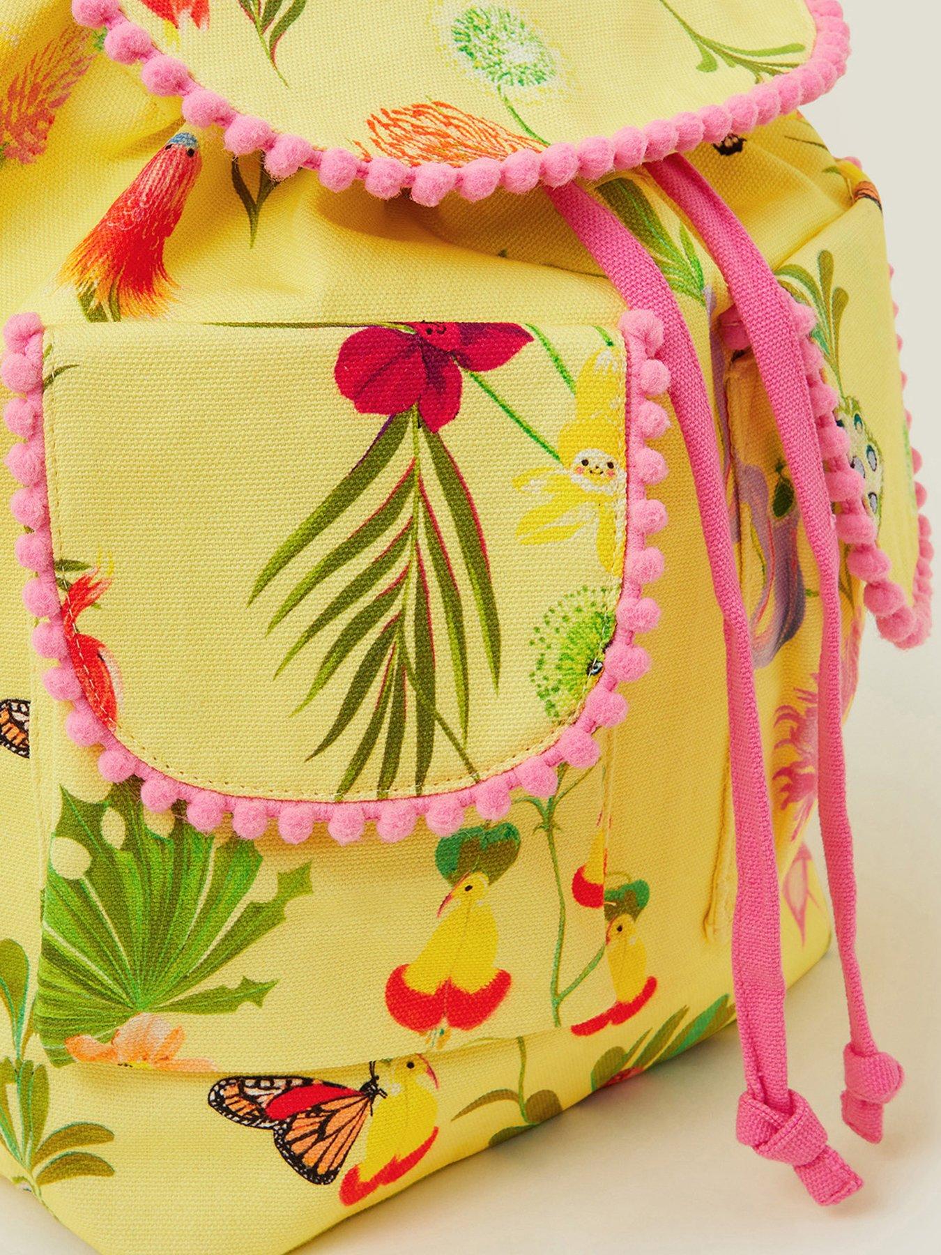 Girls Floral Backpack Yellow