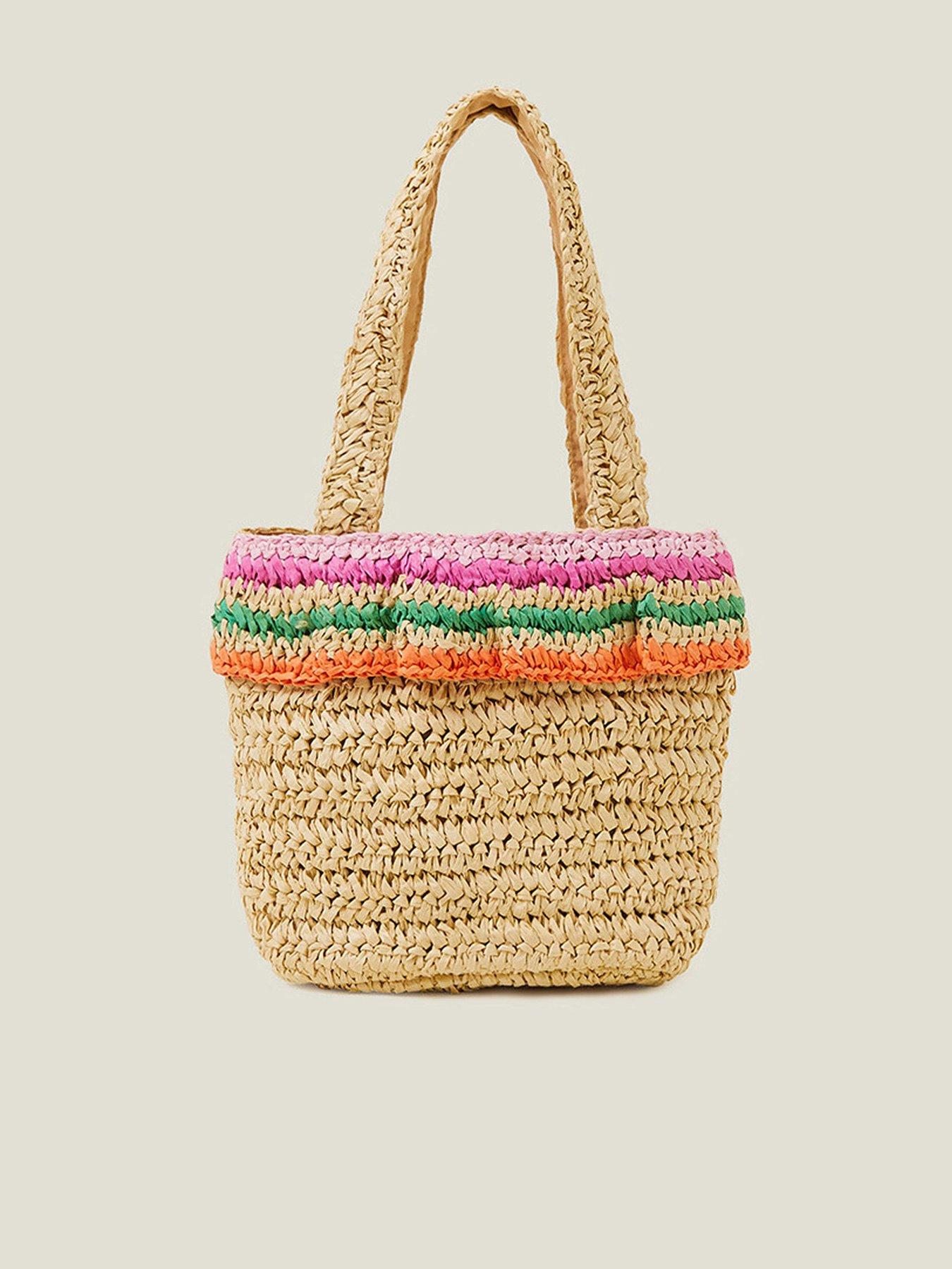 Accessorize Girls Ruffle Straw Bag Natural very