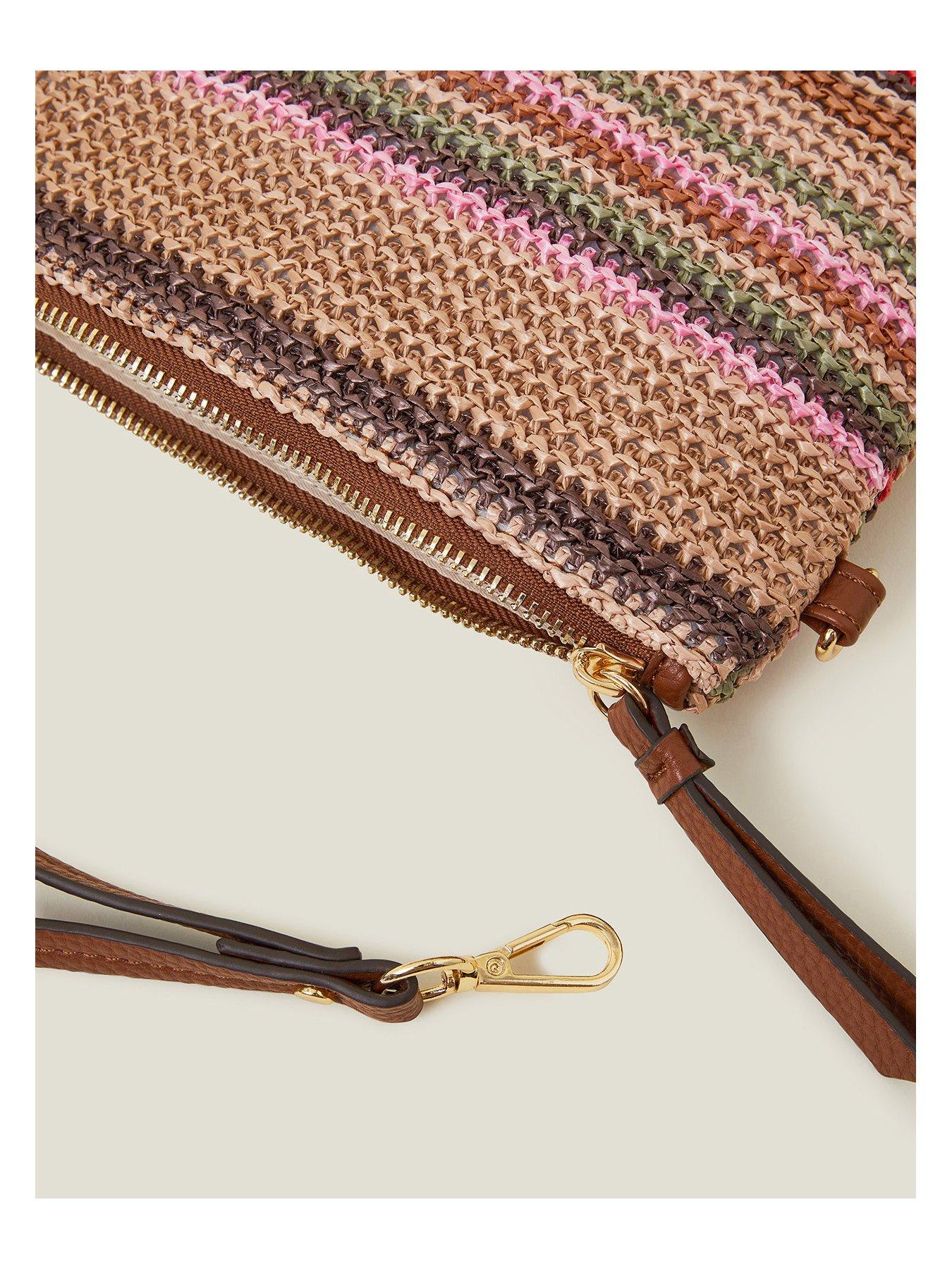 Image 4 of 4 of Accessorize Stripe Raffia Pouch