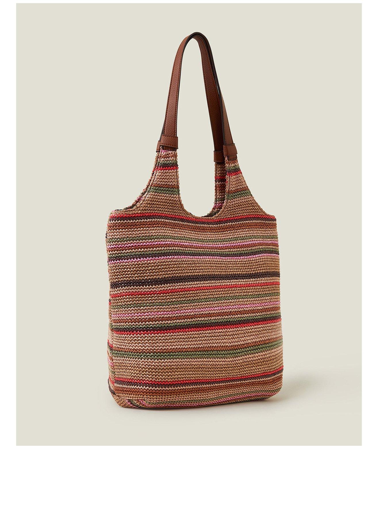 Image 3 of 4 of Accessorize Stripe Raffia Shoulder