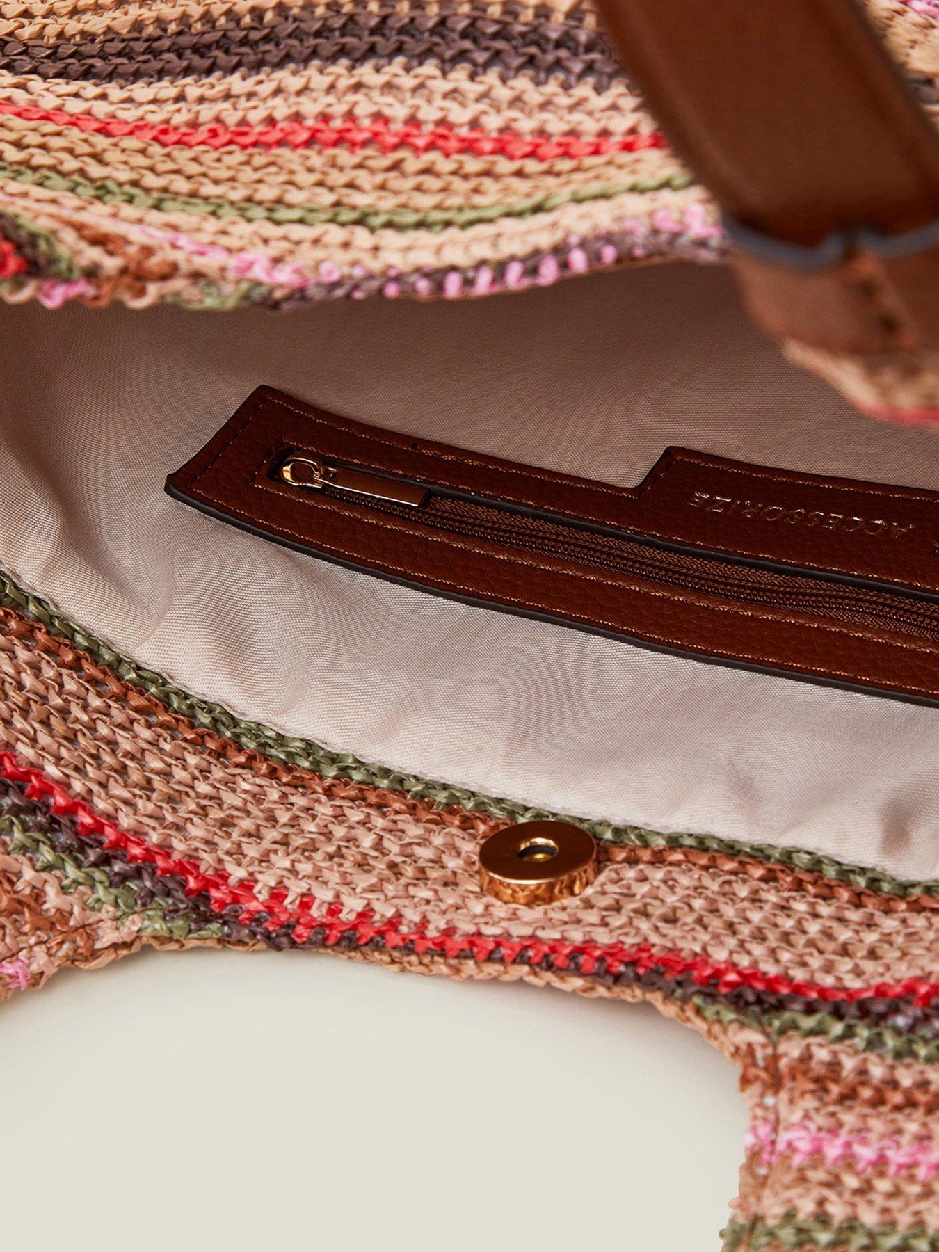 Image 4 of 4 of Accessorize Stripe Raffia Shoulder
