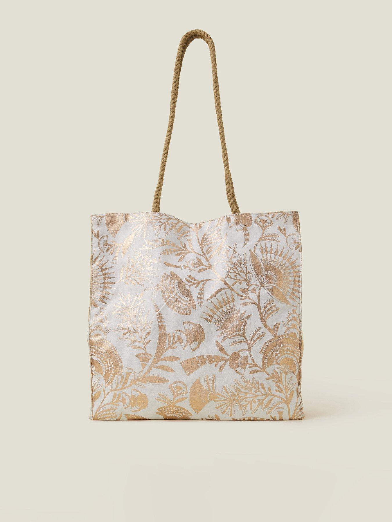 Image 1 of 4 of Accessorize Metallic Jute Shopper Bag