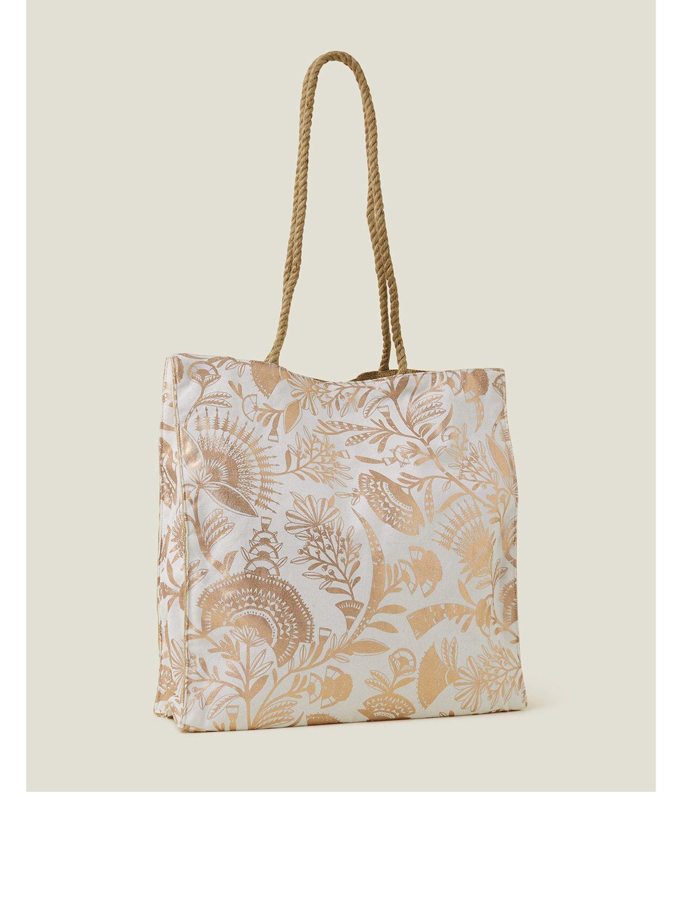 Image 3 of 4 of Accessorize Metallic Jute Shopper Bag