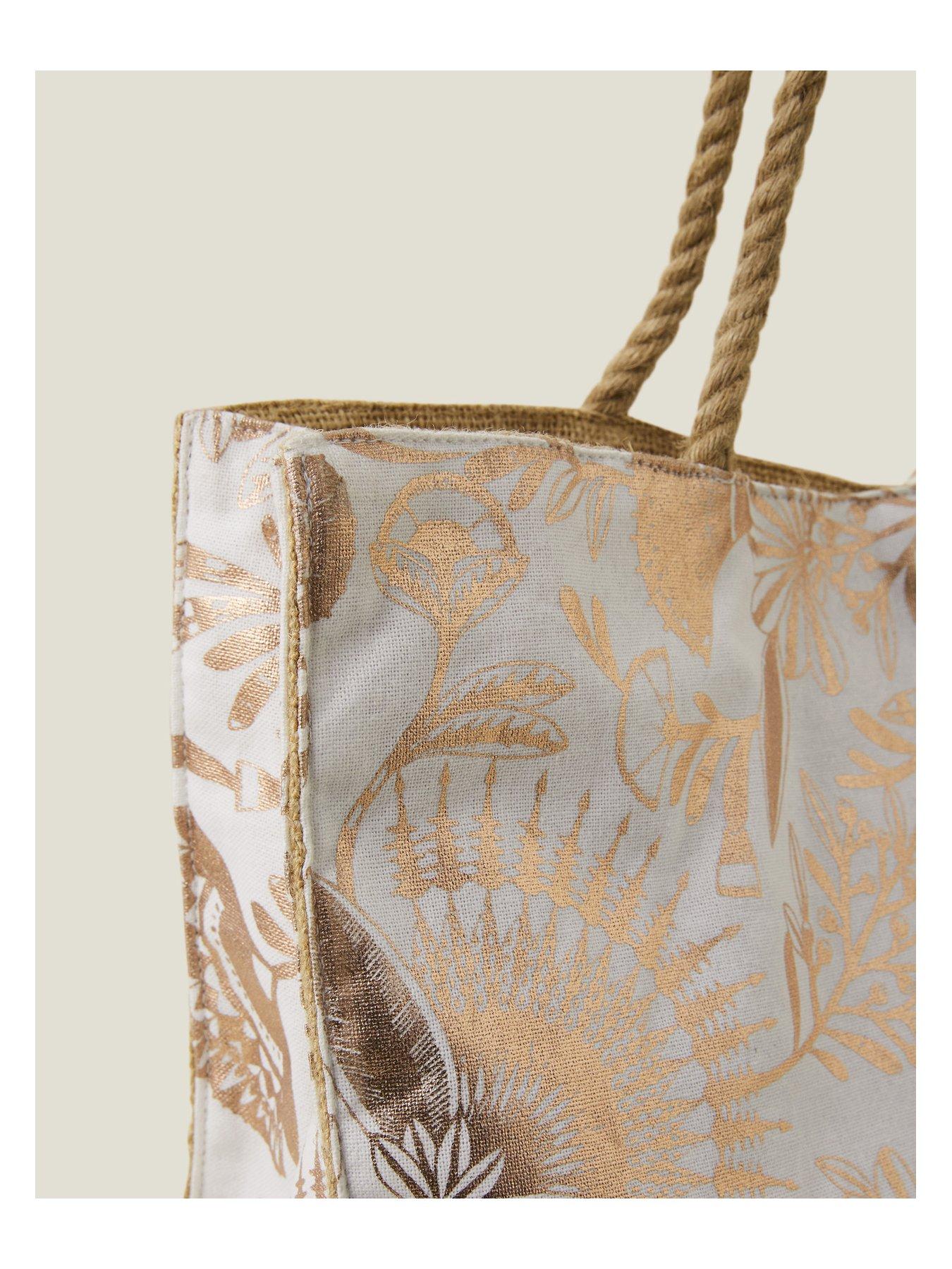 Image 4 of 4 of Accessorize Metallic Jute Shopper Bag