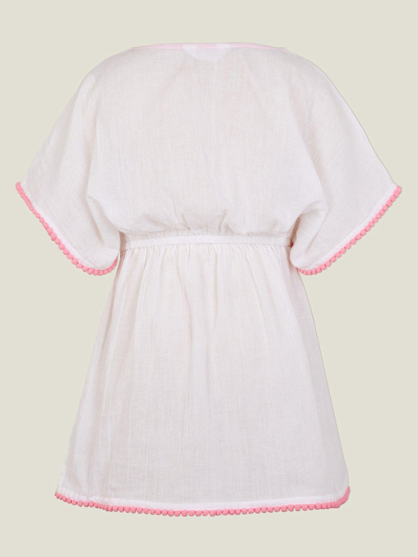 Women'S White Floral Cotton Kaftan